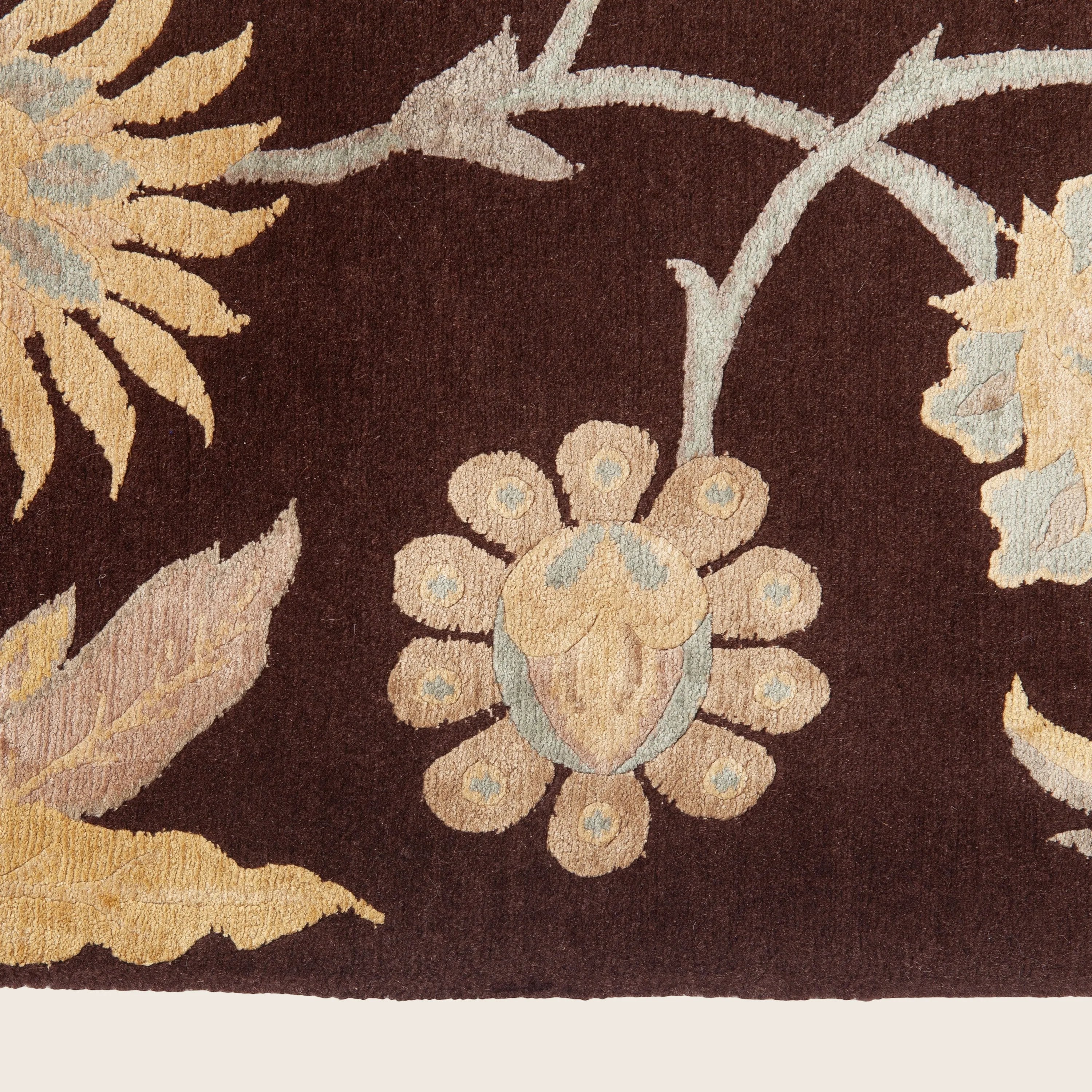 Brown Transitional Tibetan Wool Silk Blend Rug - 9'1" x 12'1" - Image 5