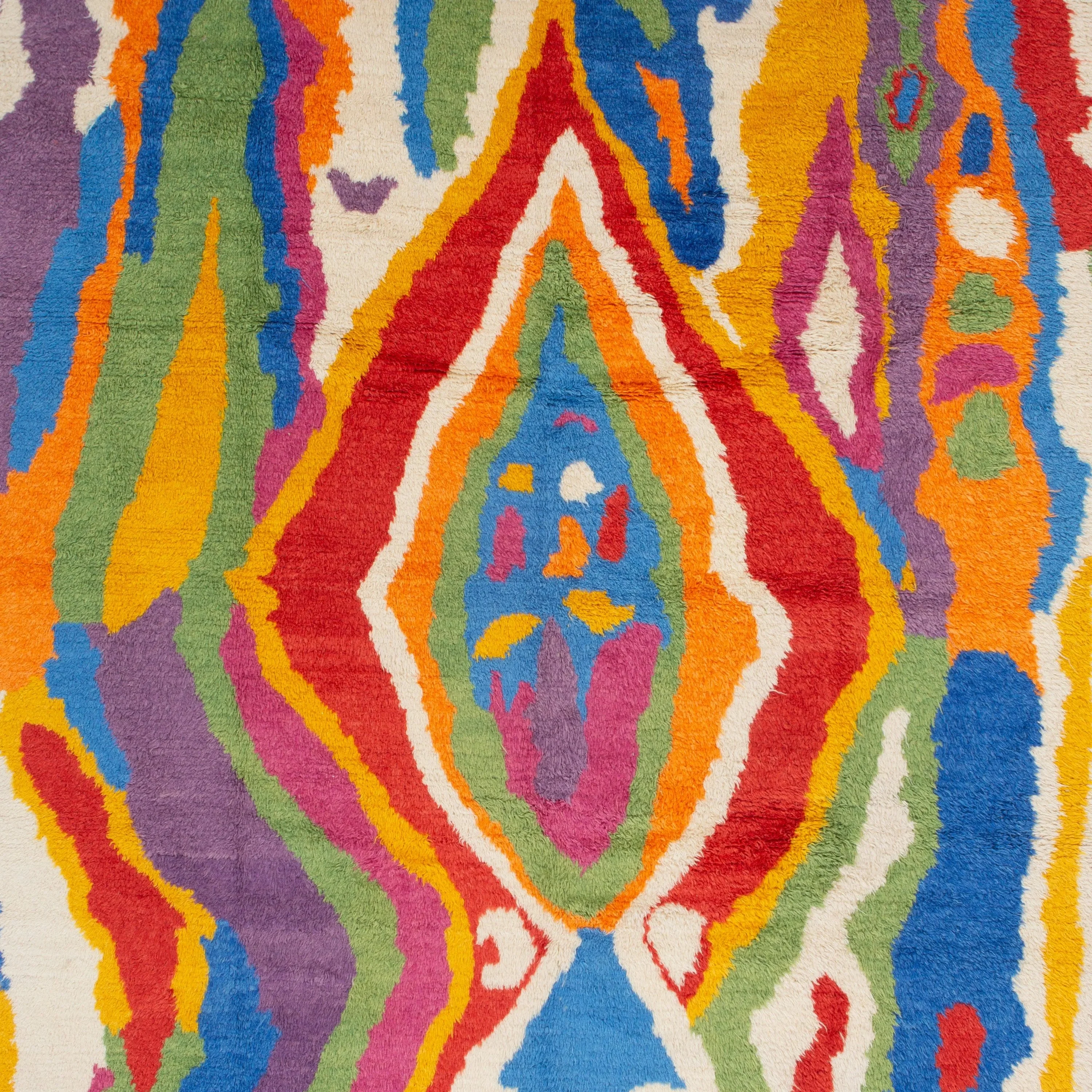Multicolored Carnaby Moroccan Style Wool Rug - 9'5" x 11'1" - Image 2