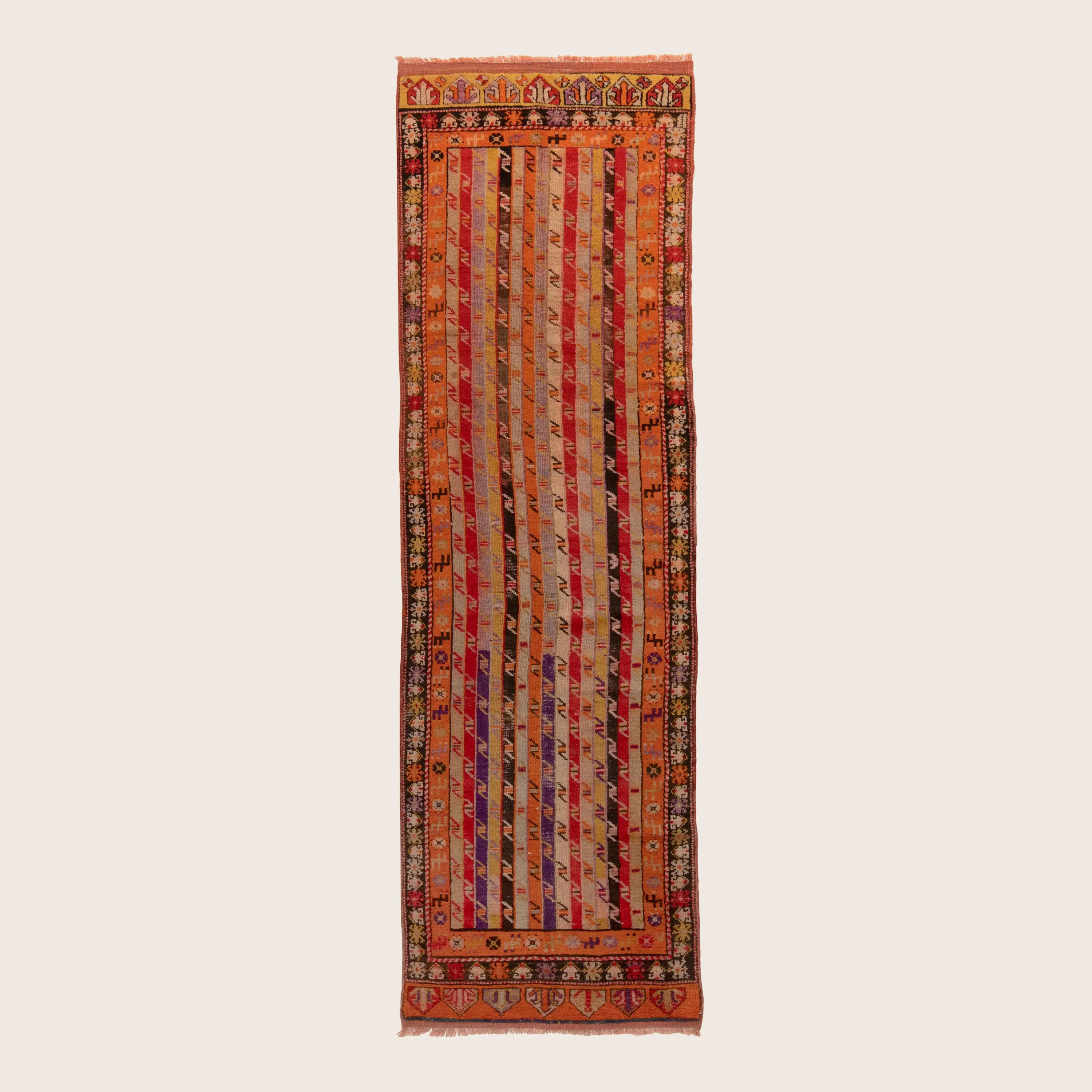Multicolored Traditional Wool Runner - 3'2" x 11'3"