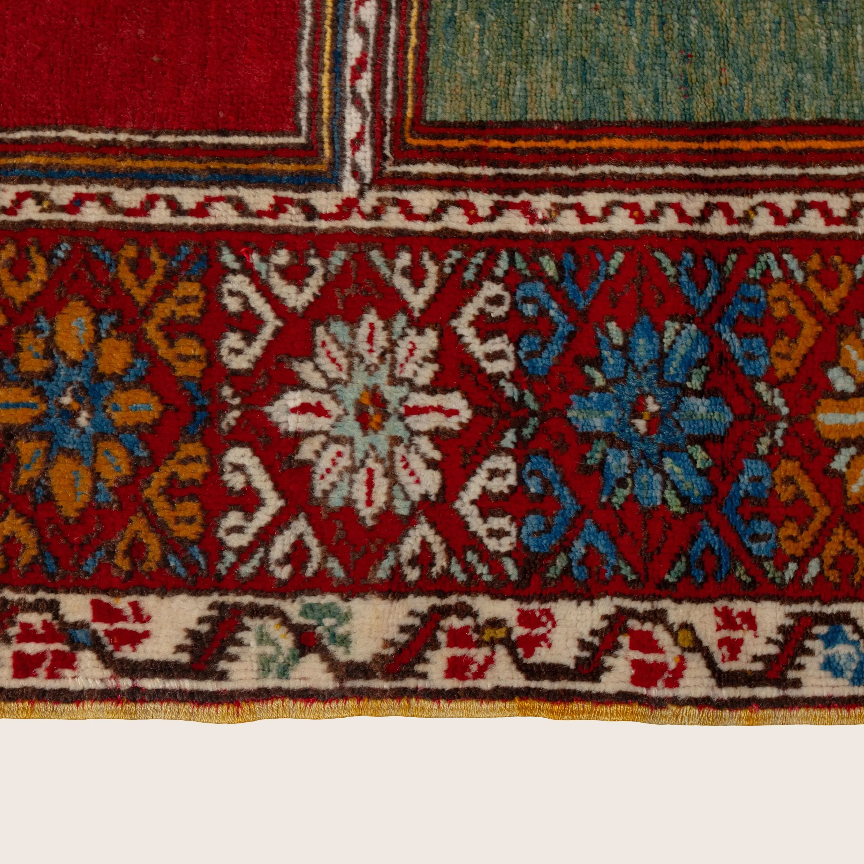 Red & Blue Vintage Traditional Wool Persian Rug - 3'6" x 5' - Image 5