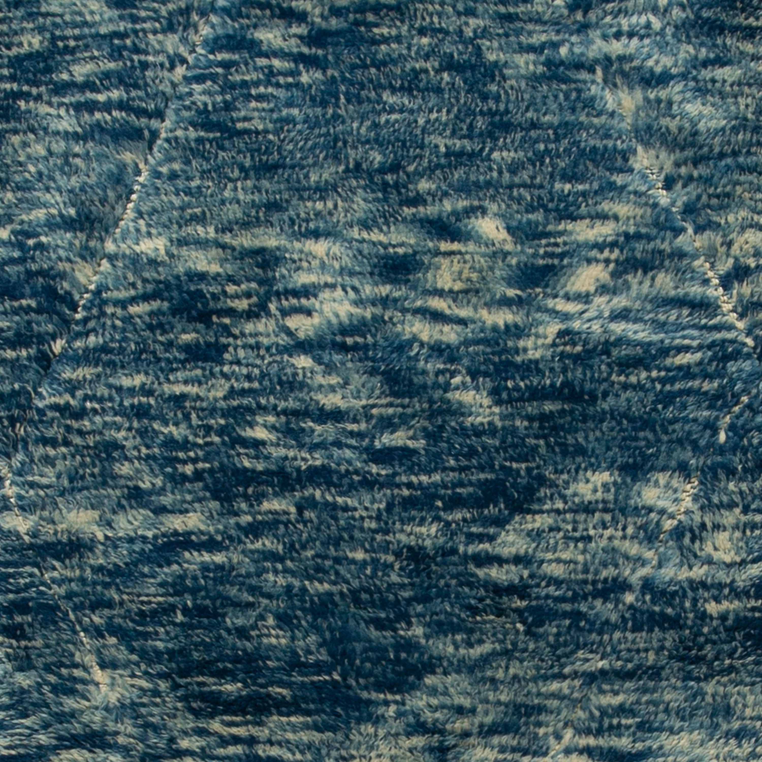 Blue Casablanca Moroccan Wool Runner - 3'07" x 14'9" - Image 2