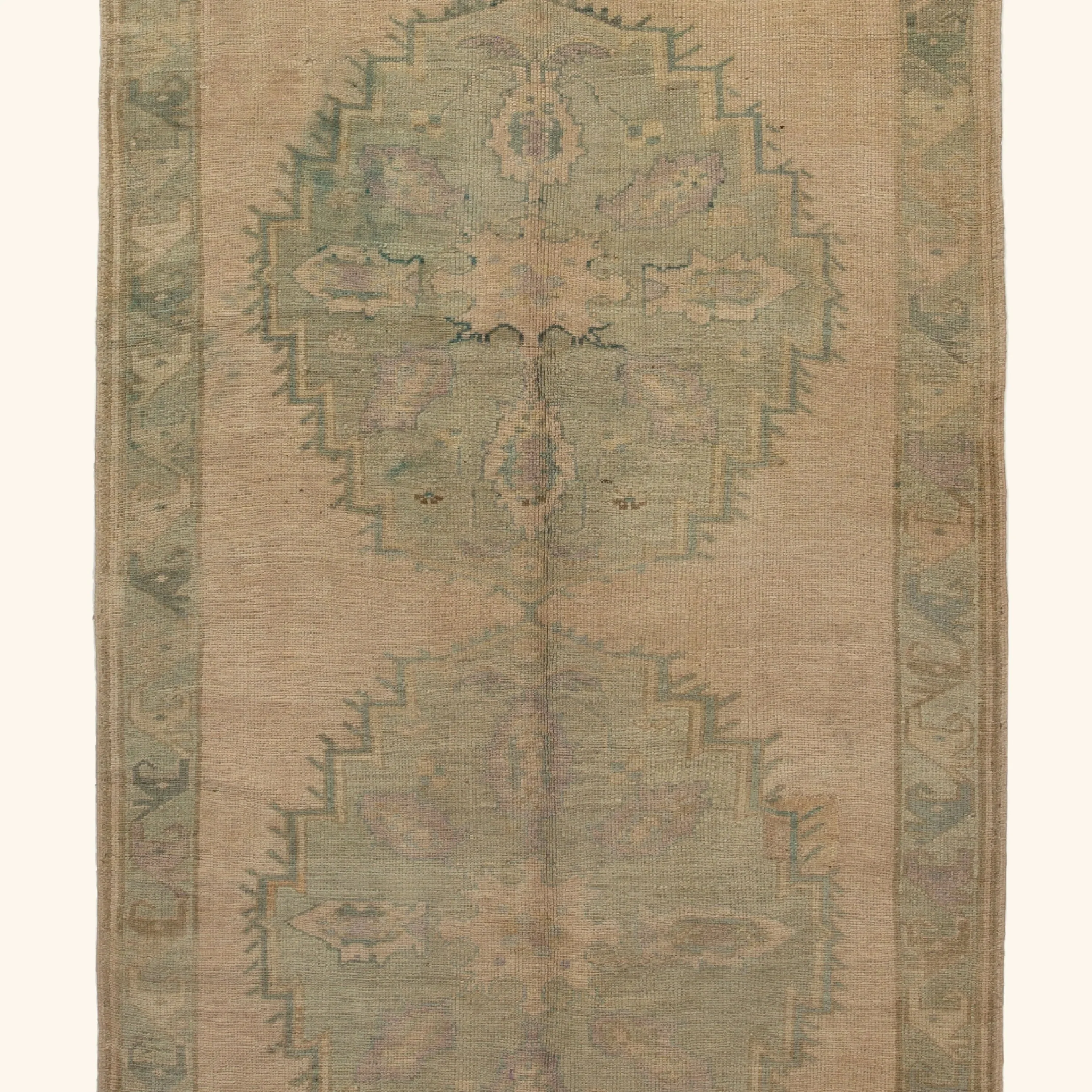 Green Vintage Traditional Wool Rug - 4'6" x 12' - Image 2