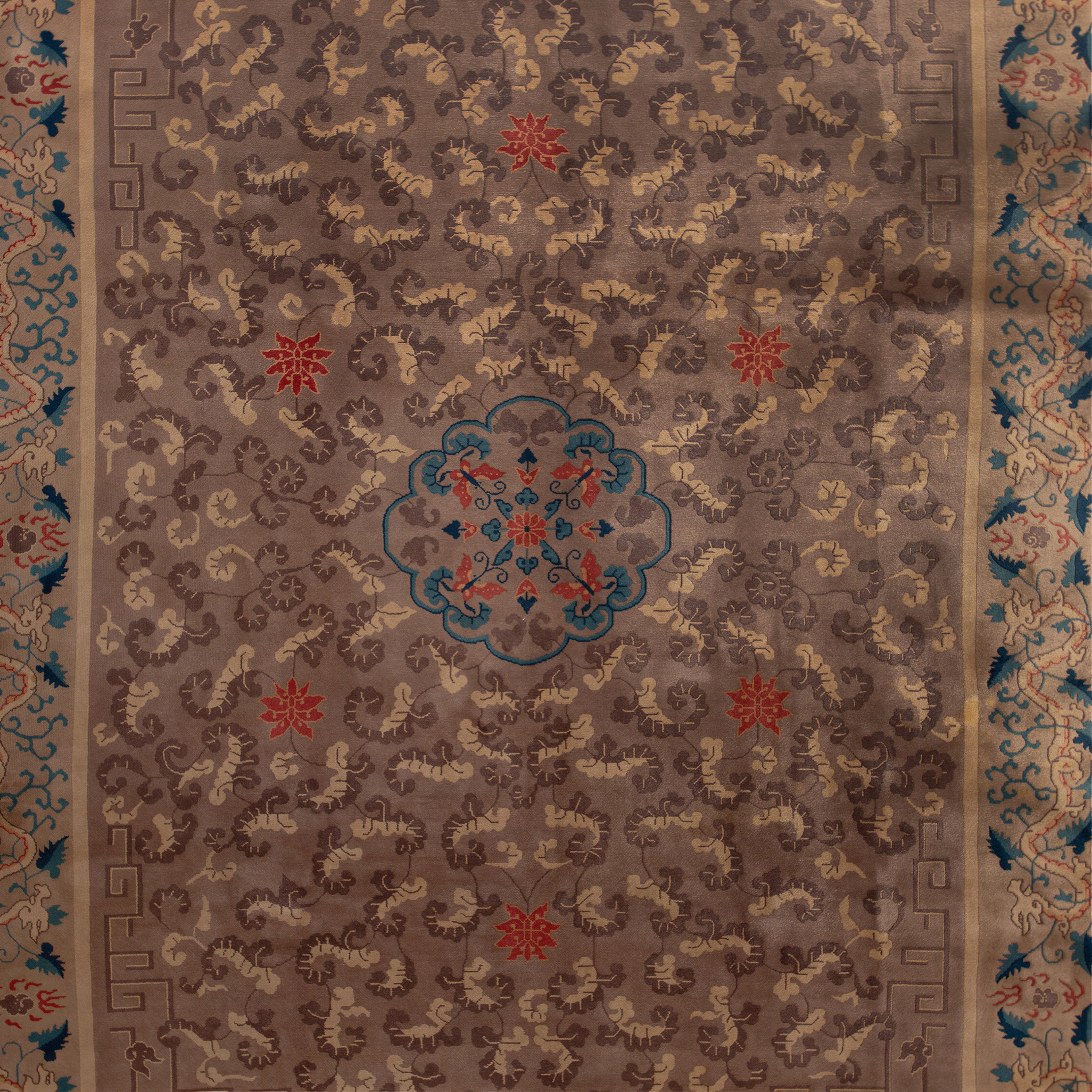 Brown Antique Chinese Rug - 9' x 11'4" - Image 2