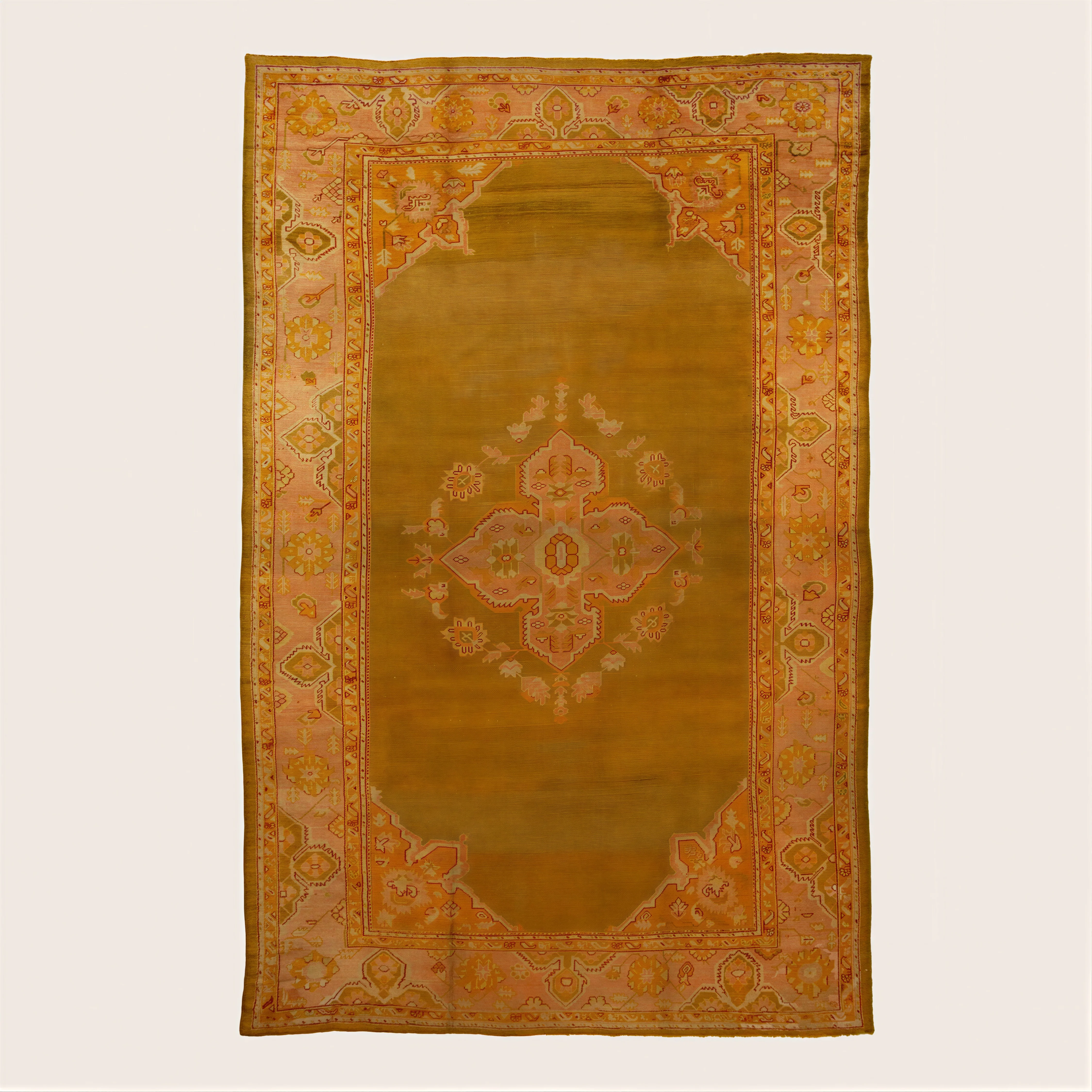 Gold Antique Turkish Oushak Rug - 10'2" x 15'8"