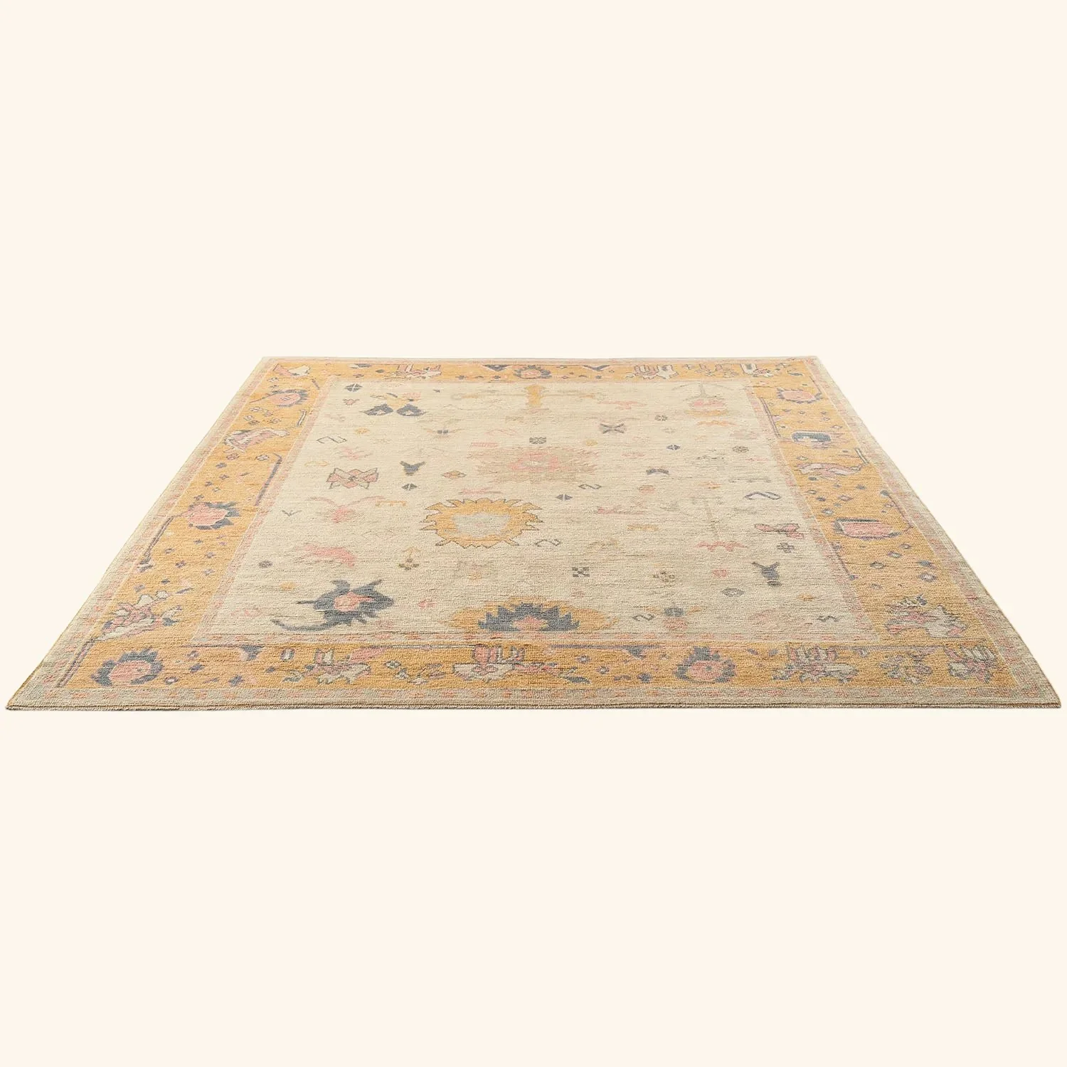 Yellow Traditional Wool Rug - 10'3" x 12'2" - Image 3