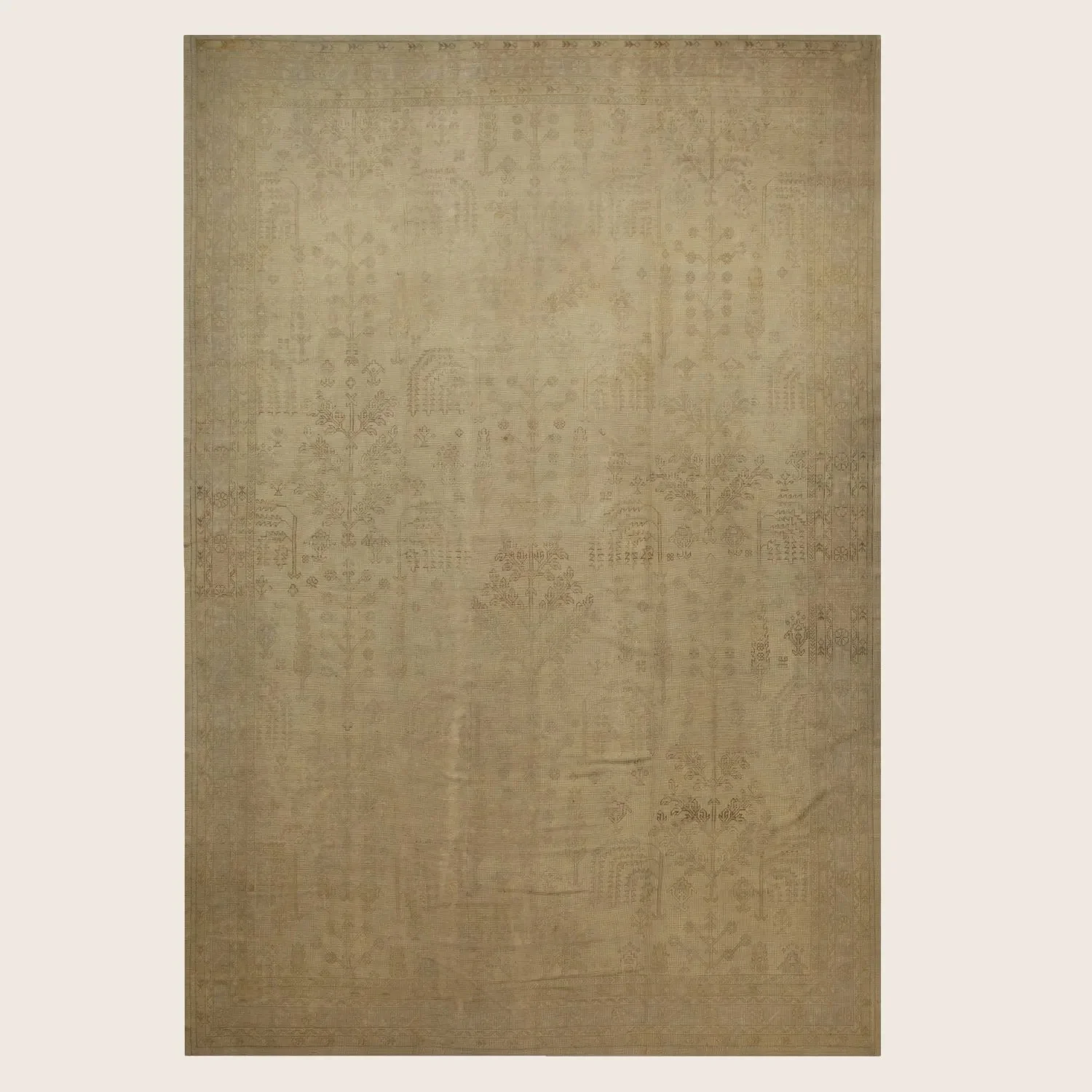 Beige Antique Turkish Oushak Rug - 12' x 17'