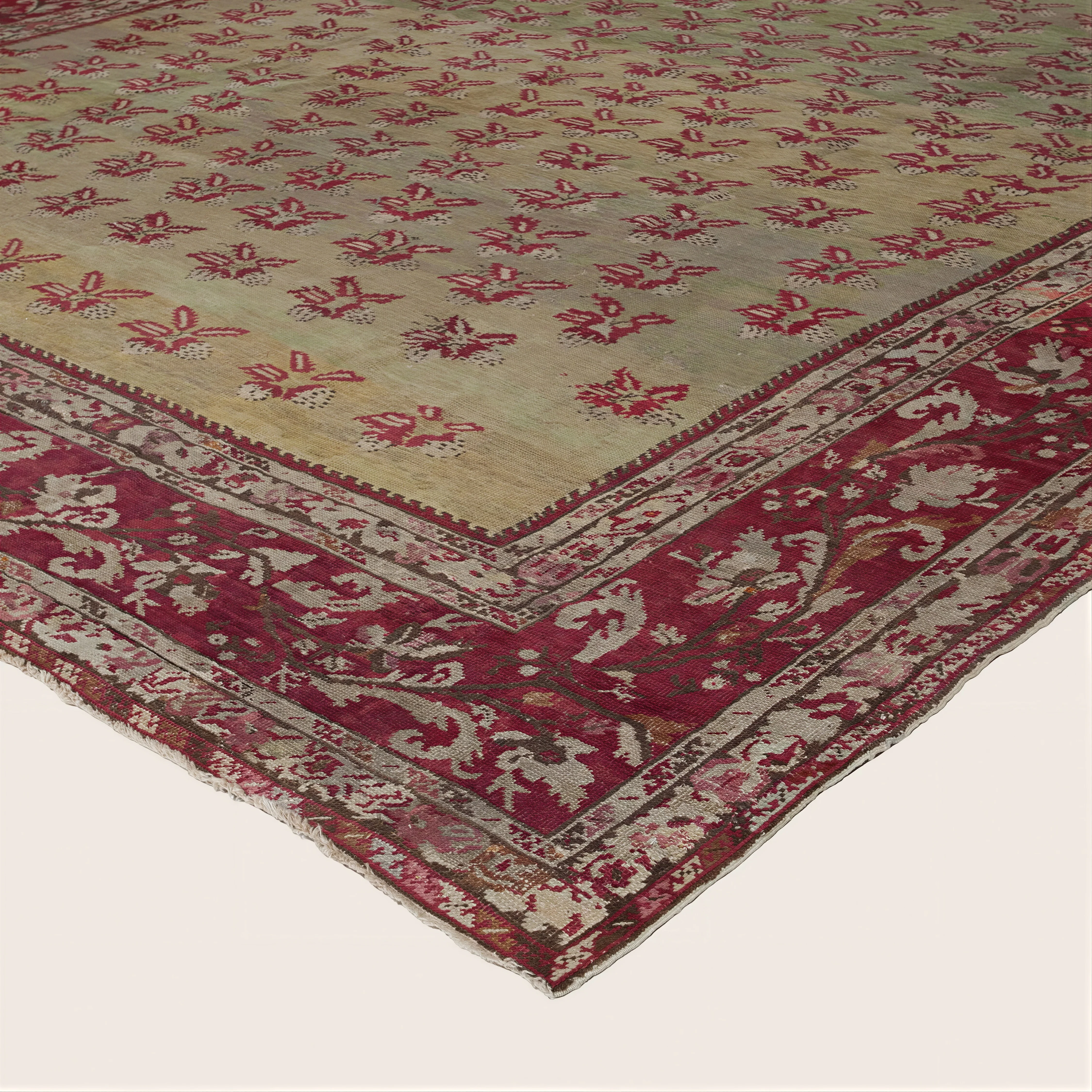 Red & Yellow Antique Turkish Oushak Rug - 12'7" x 15'3" - Image 3