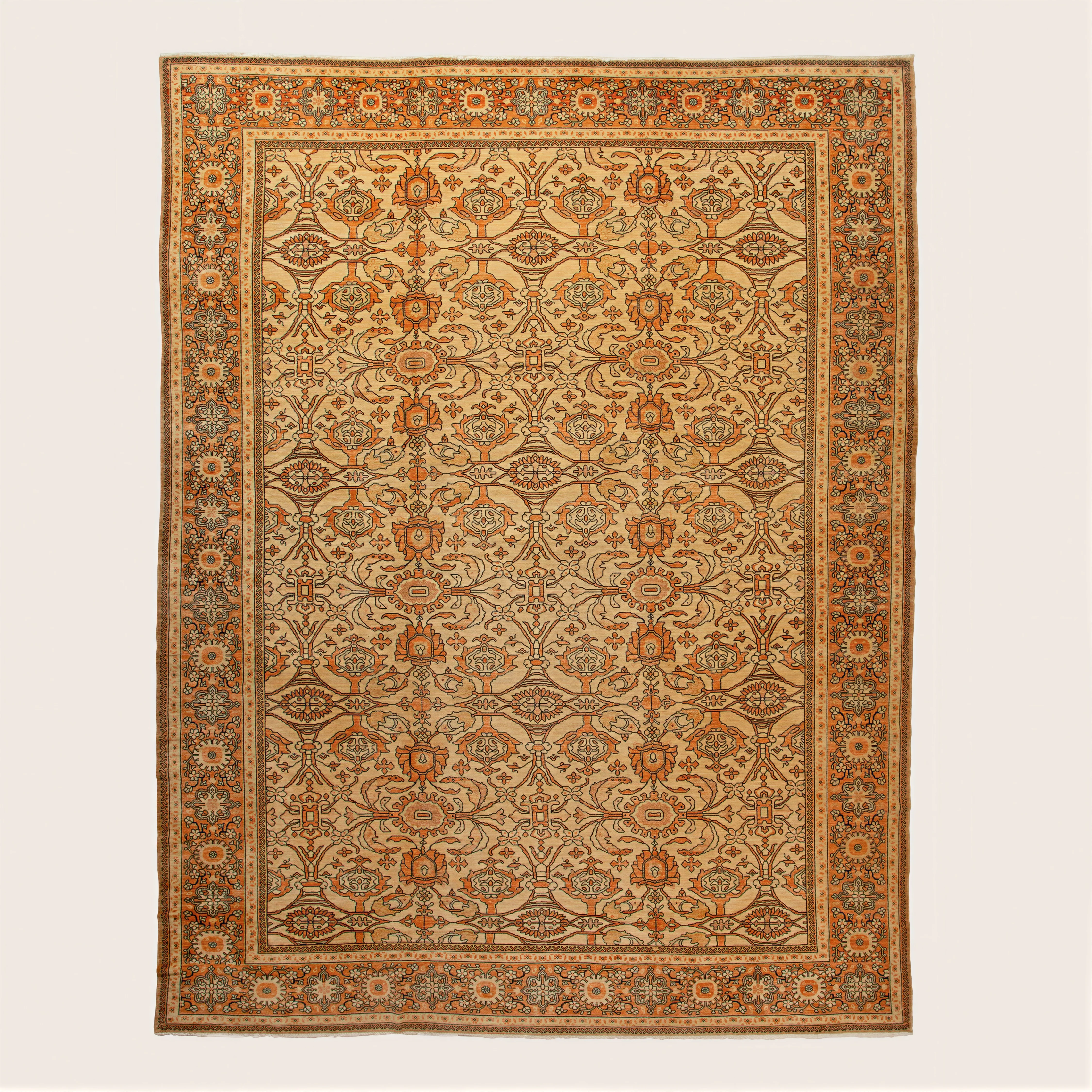 Orange Vintage Traditional Persian Rug - 13'1" x 17'4"
