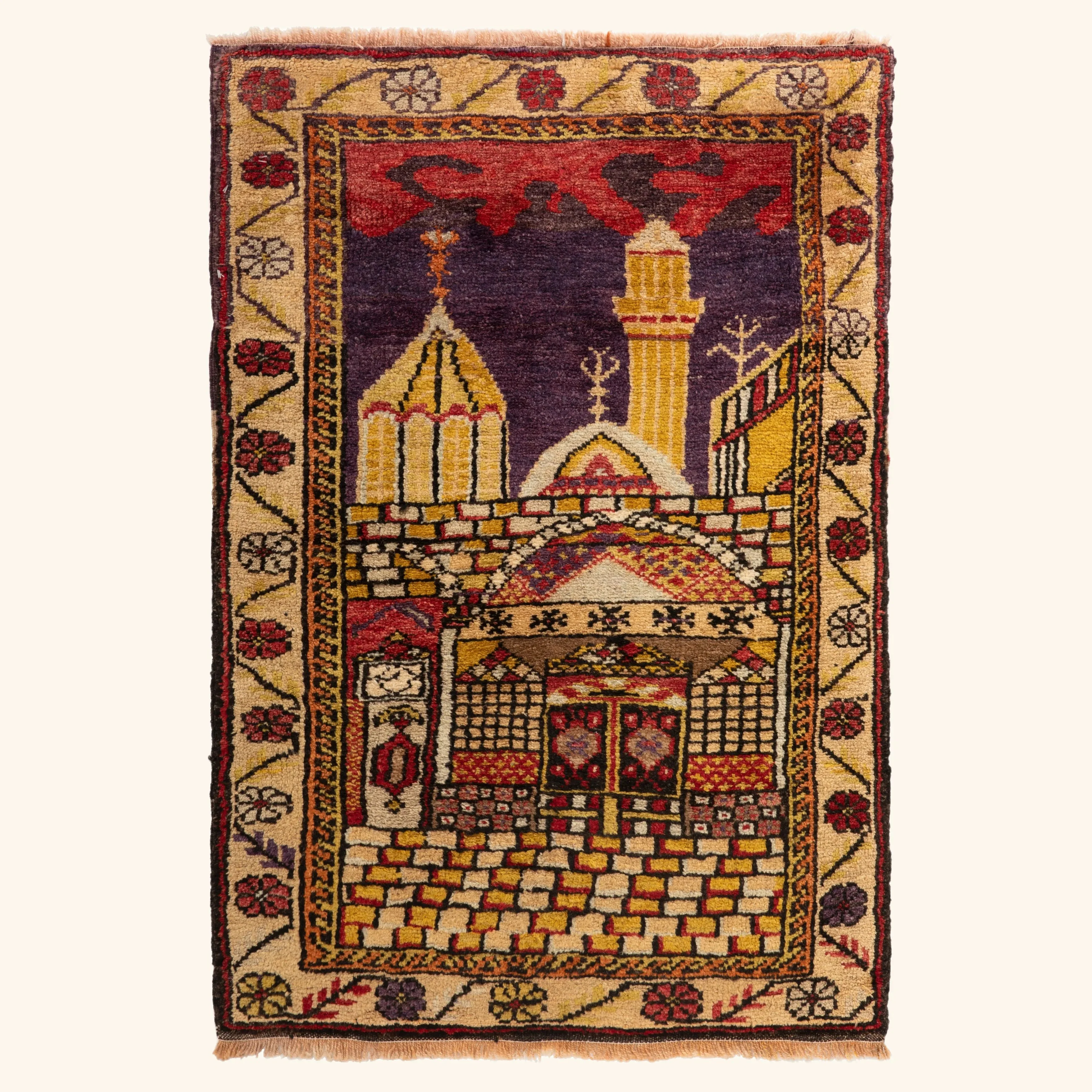 Yellow Traditional Wool Rug - 2'7" x 4'