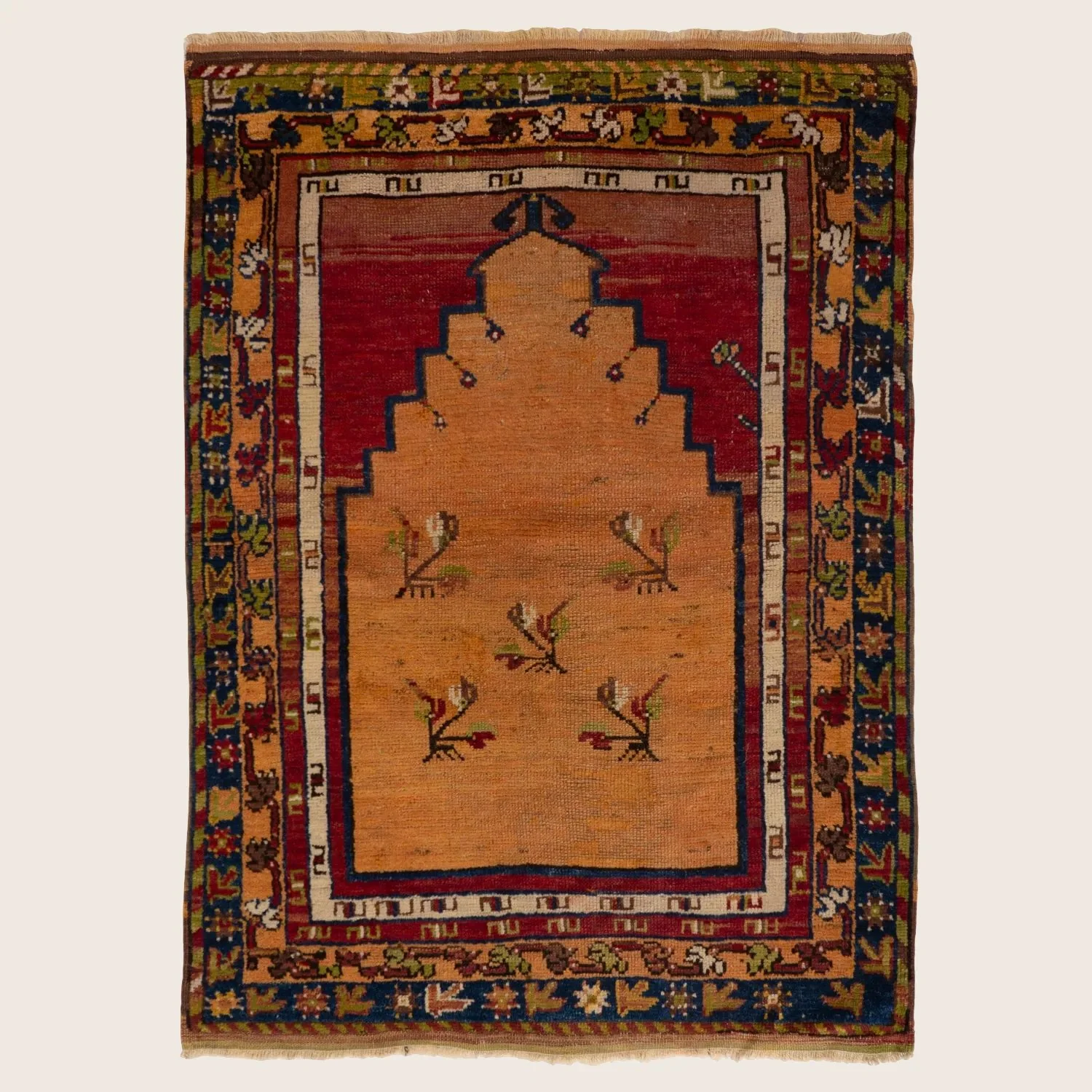 Red Vintage Traditional Wool Rug - 3'1" x 4'8"