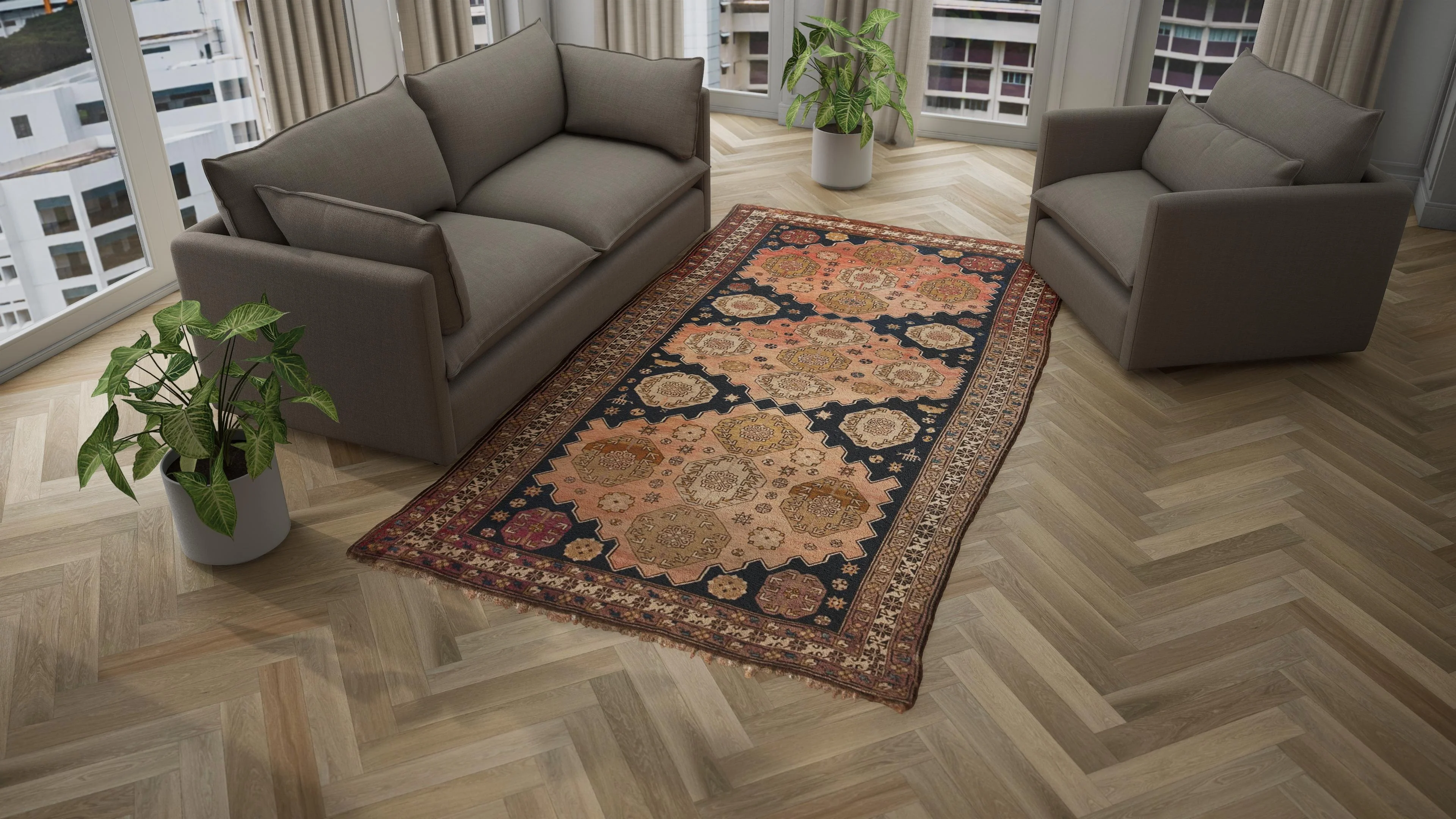 Orange Traditional Wool Rug - 6'2" x 11'3" - Image 3
