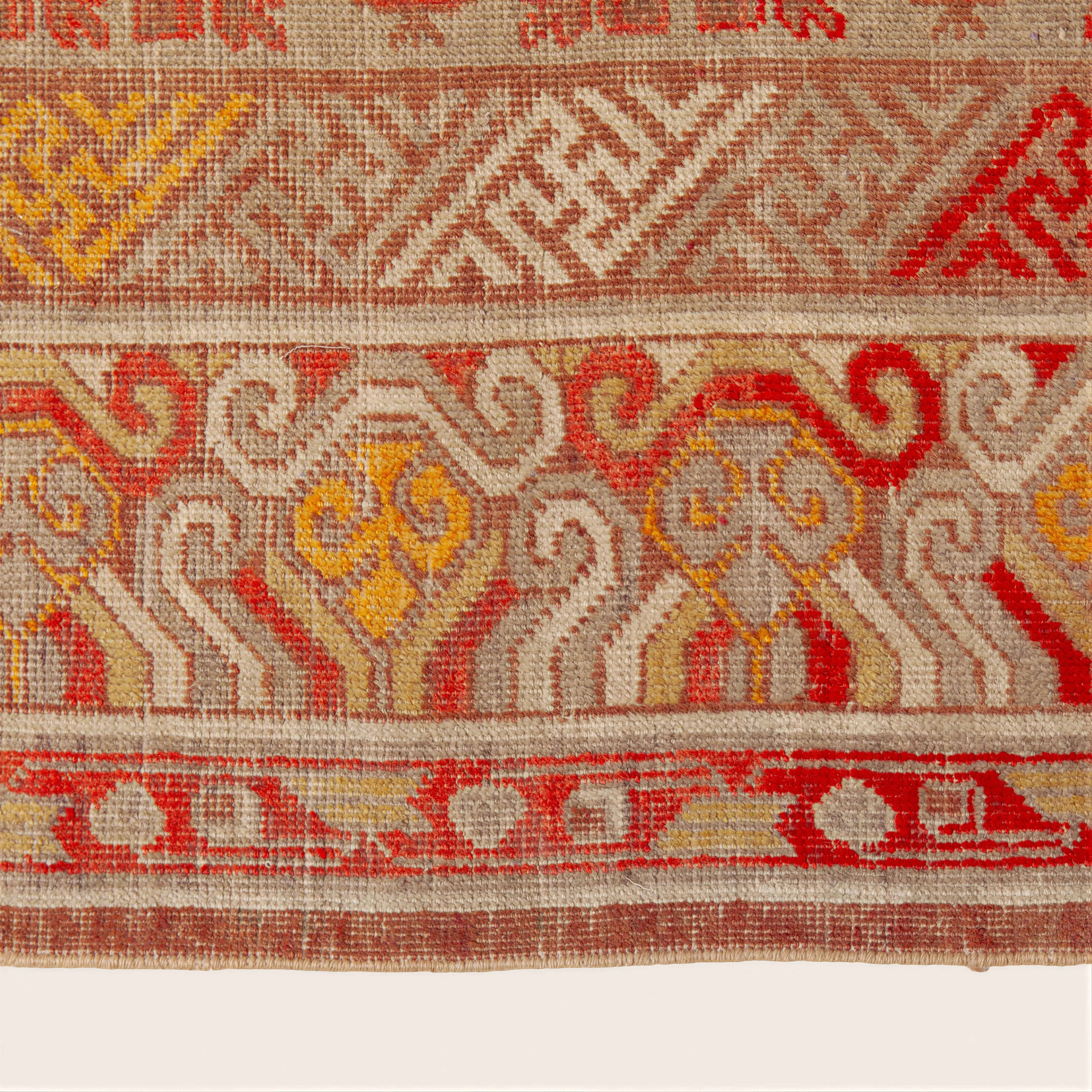 Orange Vintage Traditional Wool Khotan Rug - 6'5" x 13' - Image 5