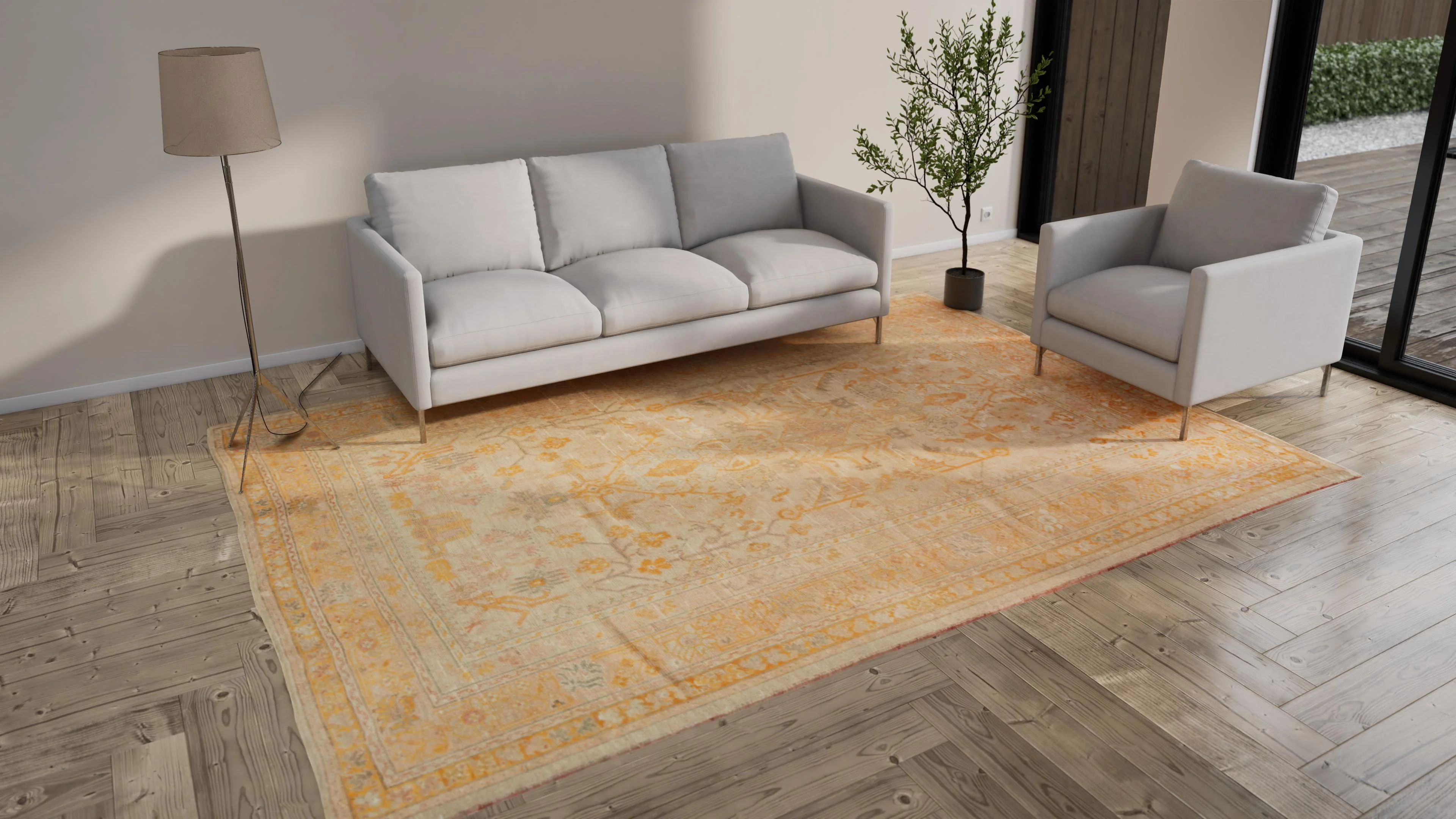 Orange Antique Turkish Oushak Rug - 8'2" x 11'7" - Image 8