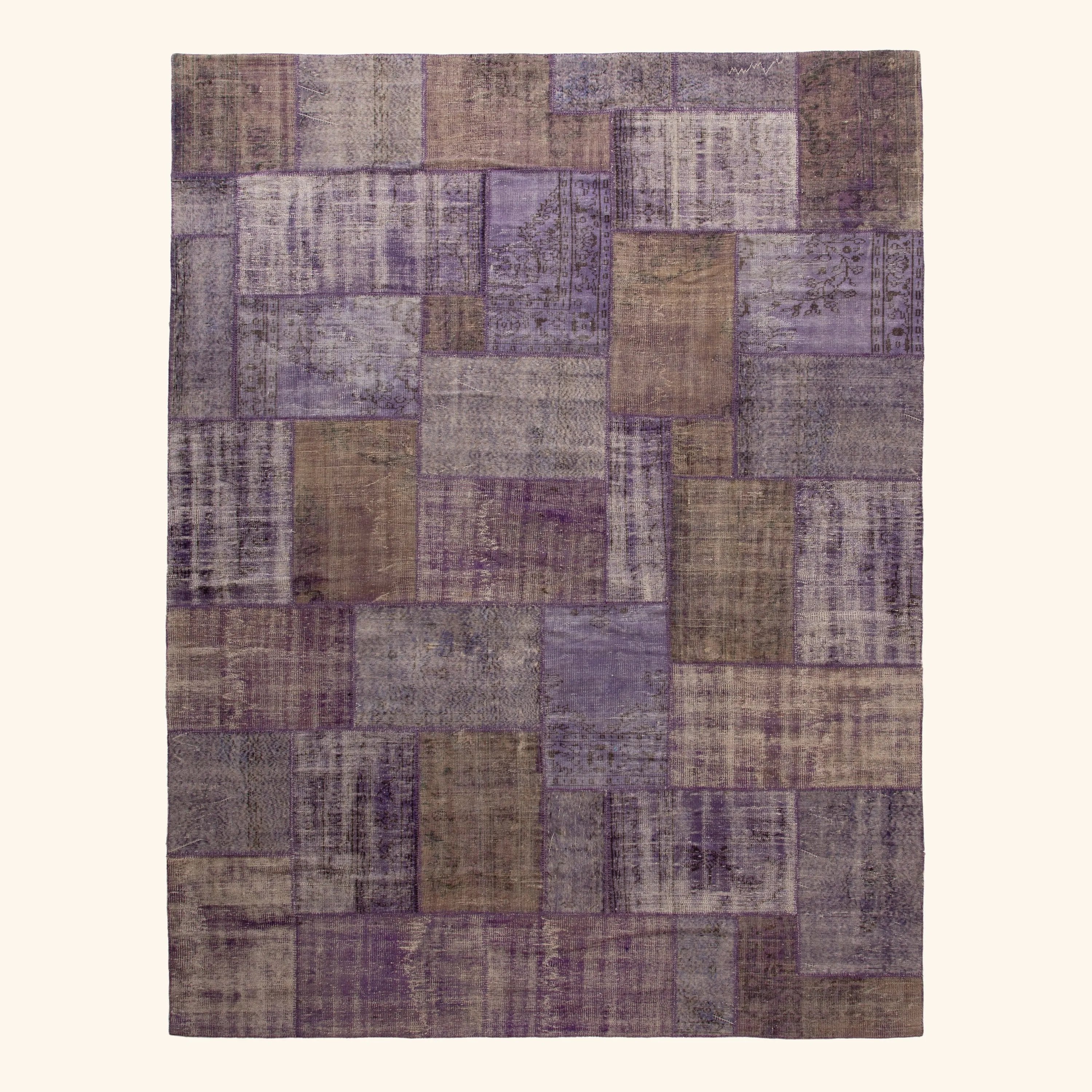Purple Patchwork Wool Rug - 9'10" x 13'2"