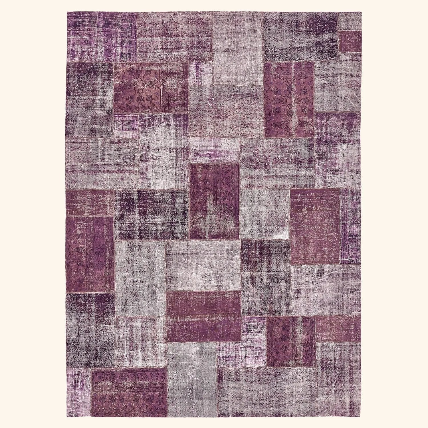Purple Patchwork Wool Rug - 9'10" x 13'03"