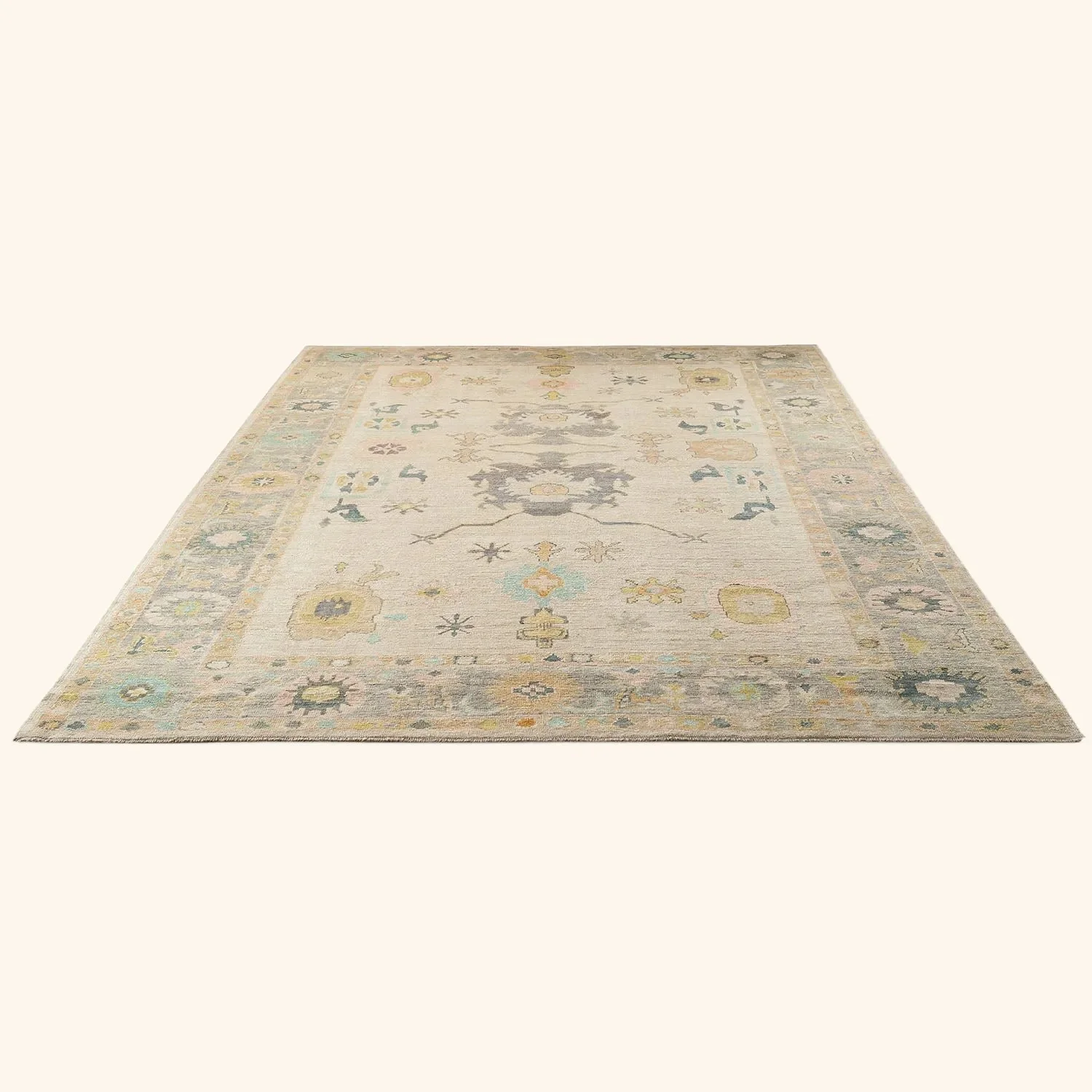 Beige Traditional Wool Rug - 9'9" x 14' - Image 2