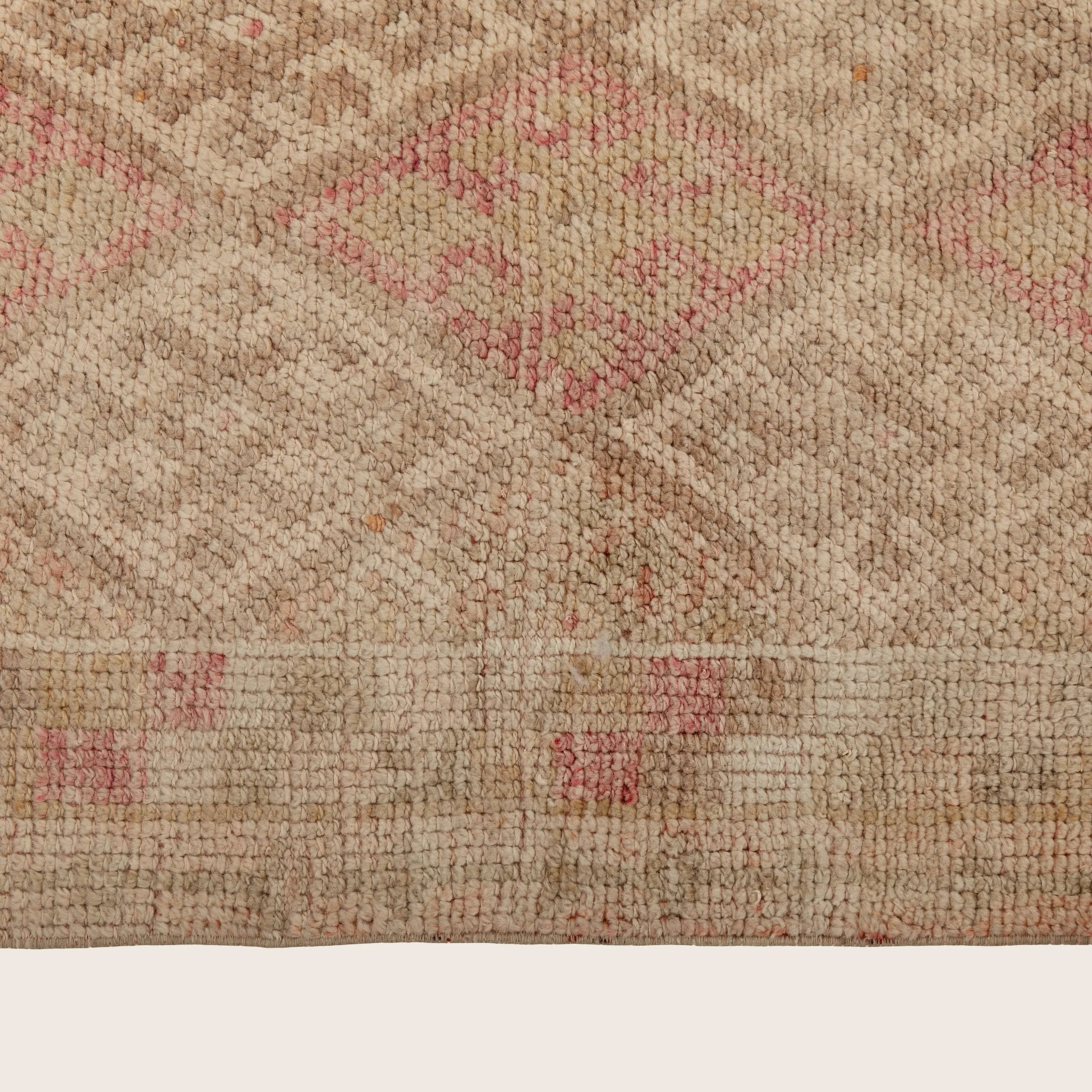 Beige & Pink Traditional Turkish Wool Runner - 2'6'' x 11'10'' - Image 5