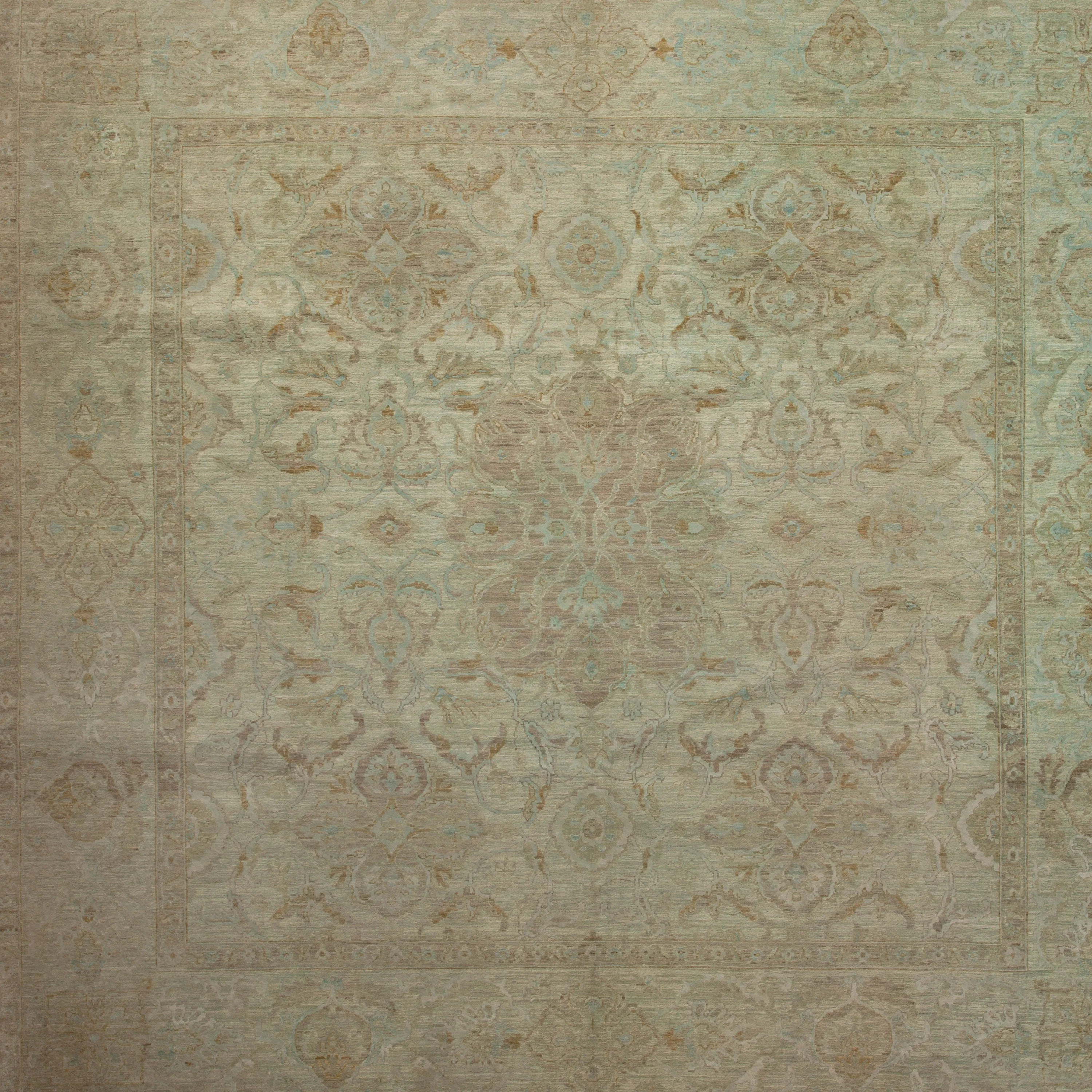 Grey Traditional Wool Silk Blend Rug - 9'1" x 9'2" - Image 2