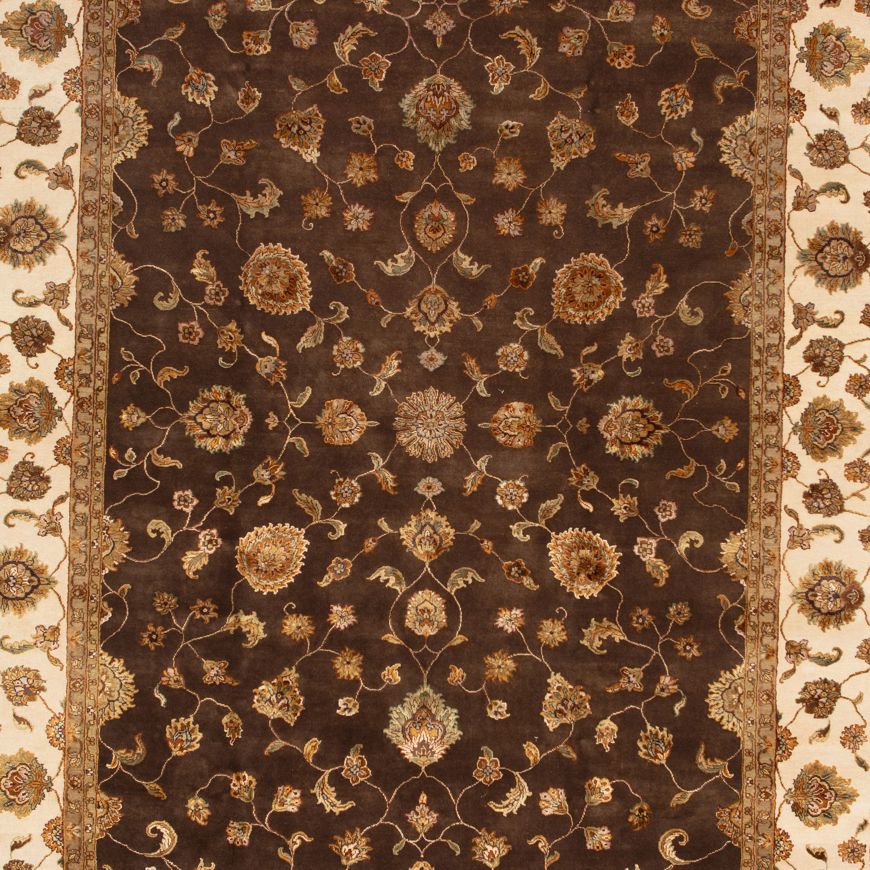 Brown Traditional Wool Silk Blend Rug - 9'1" x 12'2" - Image 2