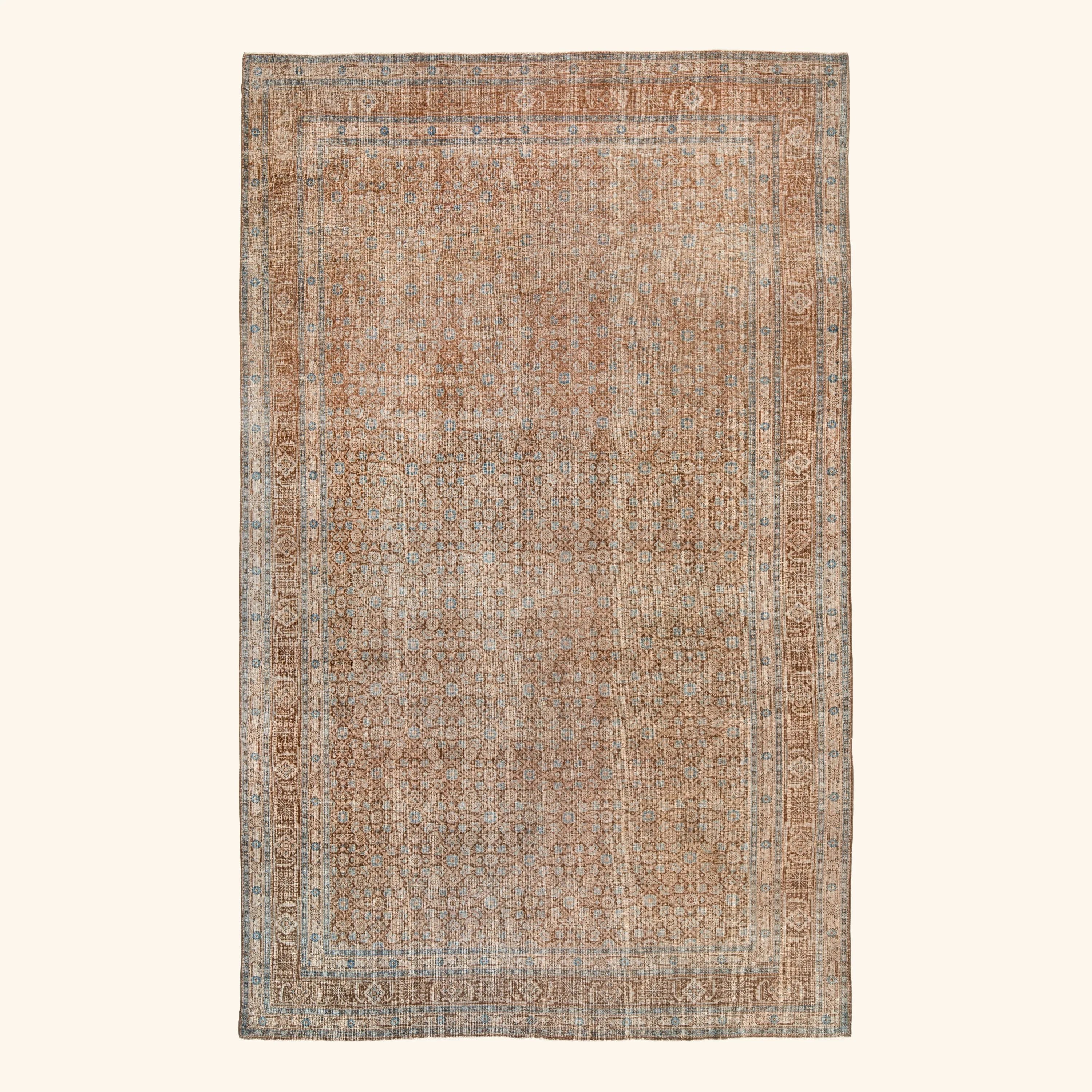 Beige Vintage Tradtional Persian Tabriz Wool Rug - 8'2" x 13'2"