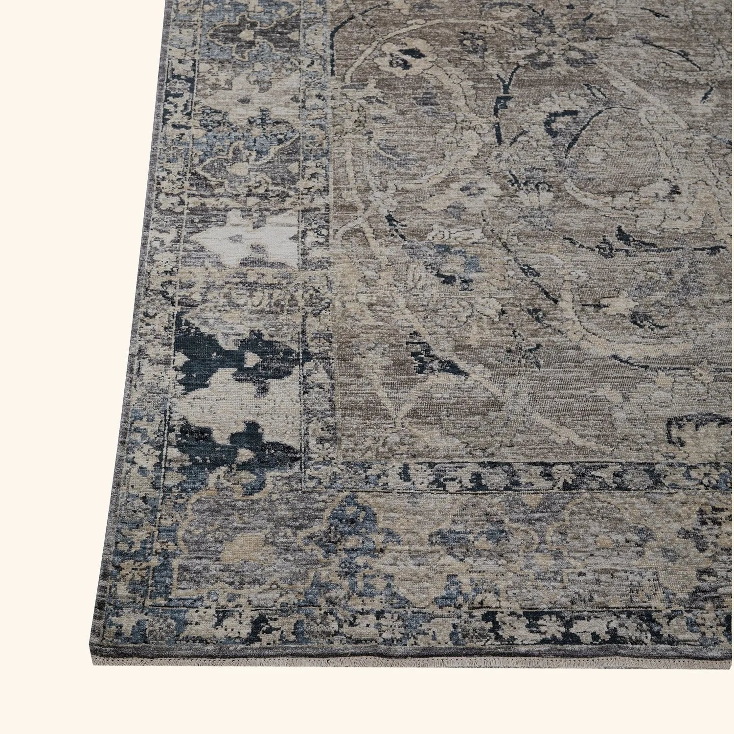 Grey Transitional Silk Linen Blend Rug - 8' x 9'9" - Image 4