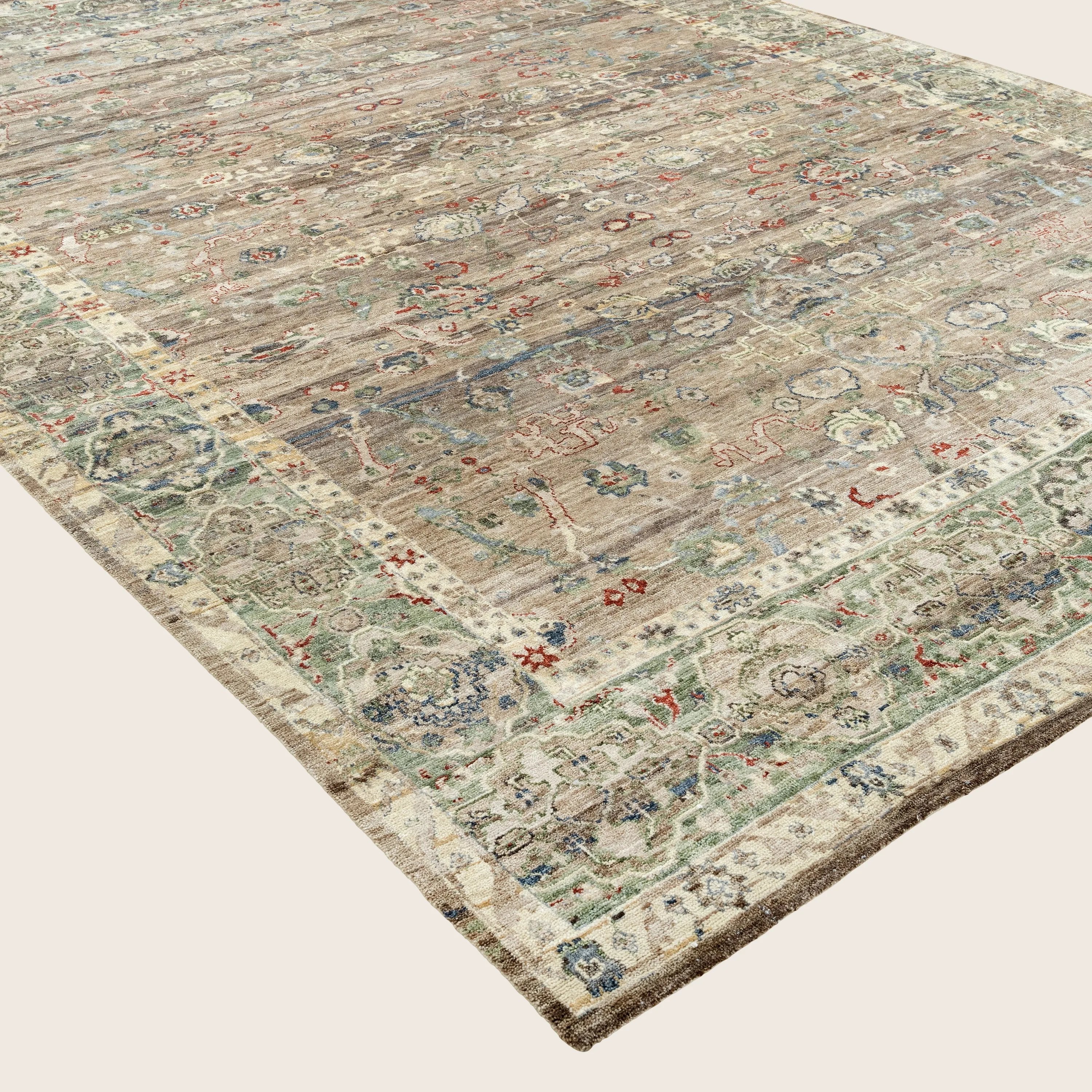 Brown & Green Transitional Hand-Knotted Rug - 8'9" x 12' - Image 3