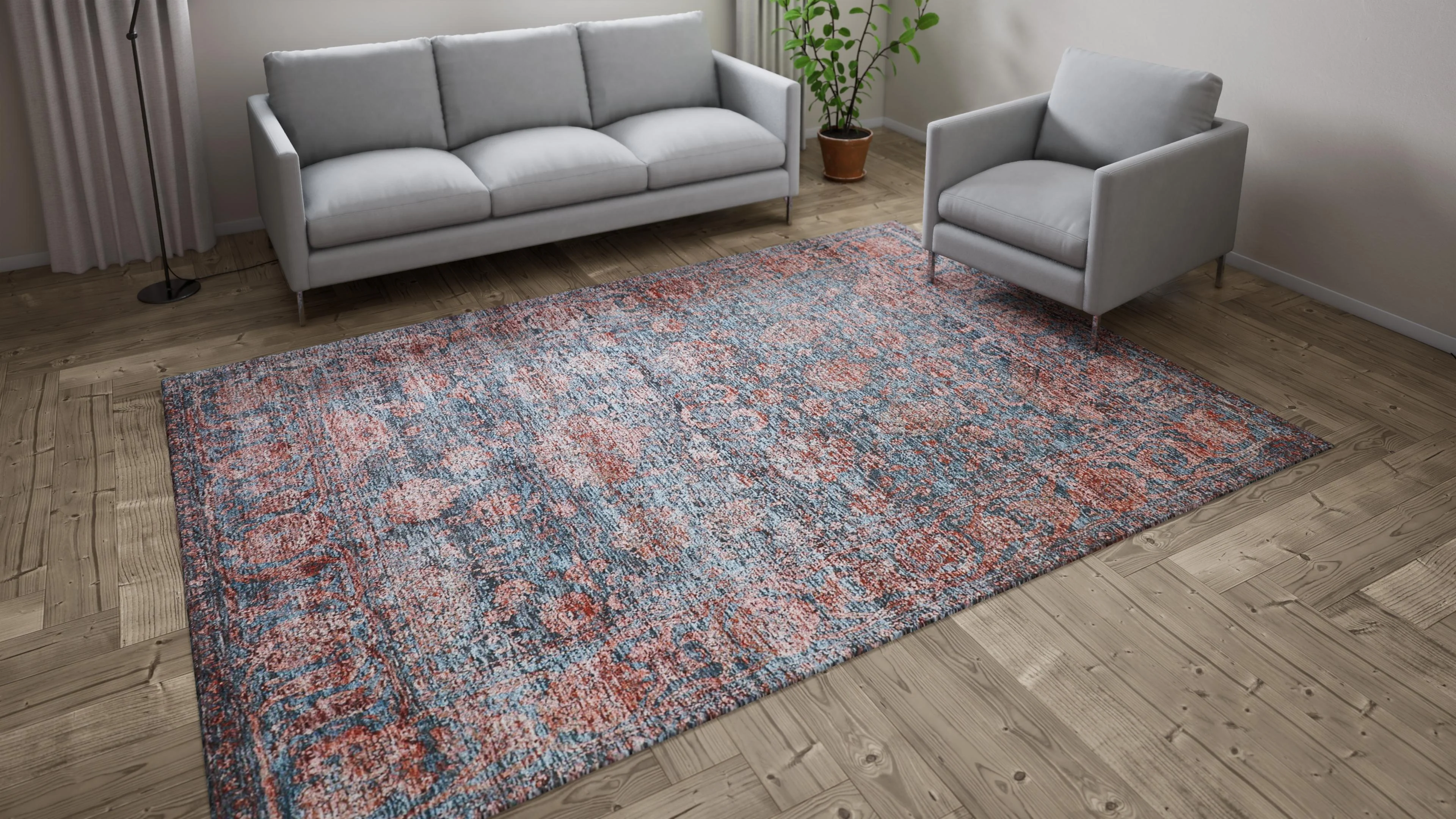 Blue Transitional Wool Rug - 7'10" x 10'1" - Image 9