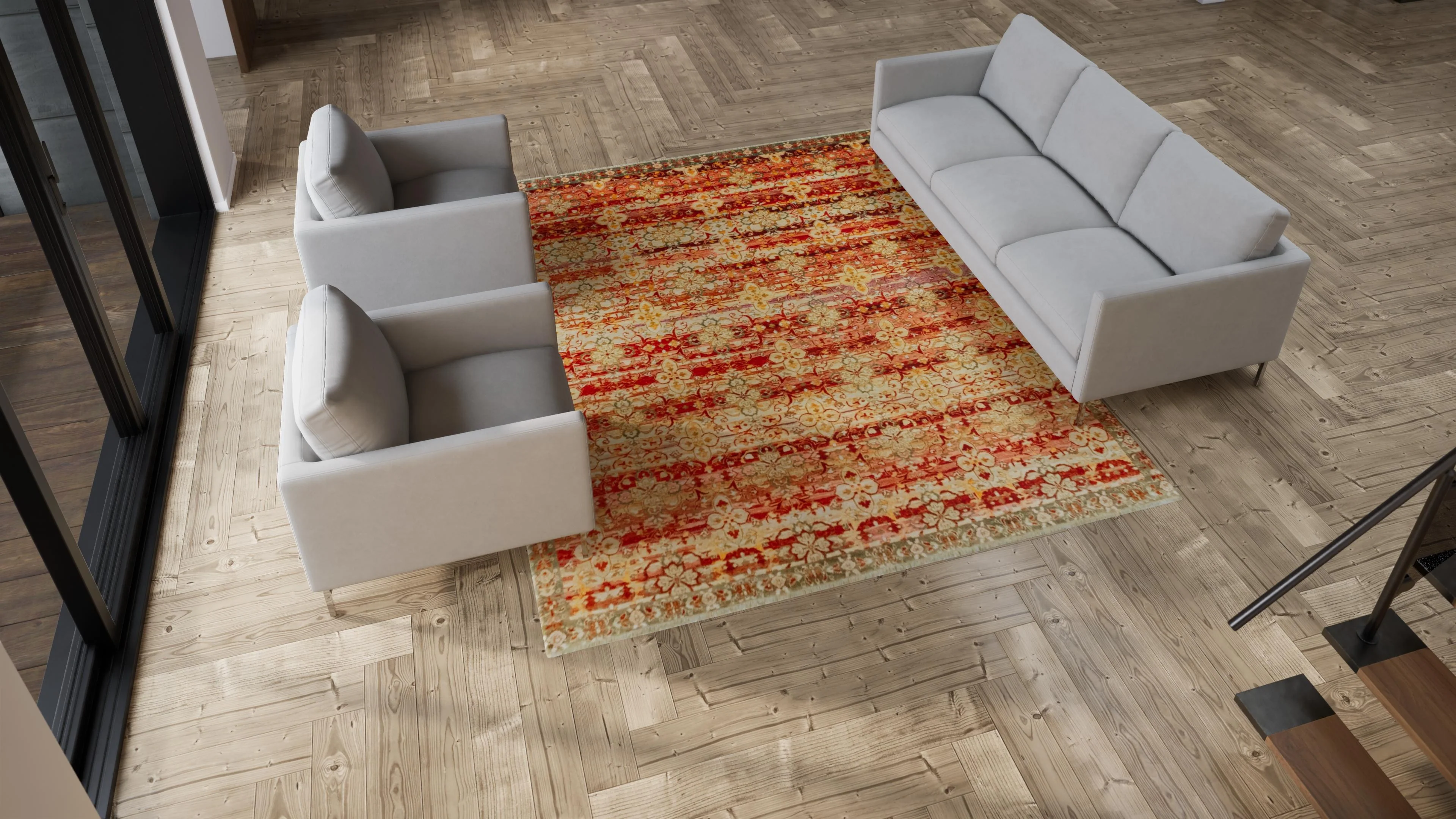 Orange Transitional Wool Rug - 8' x 10' - Image 7