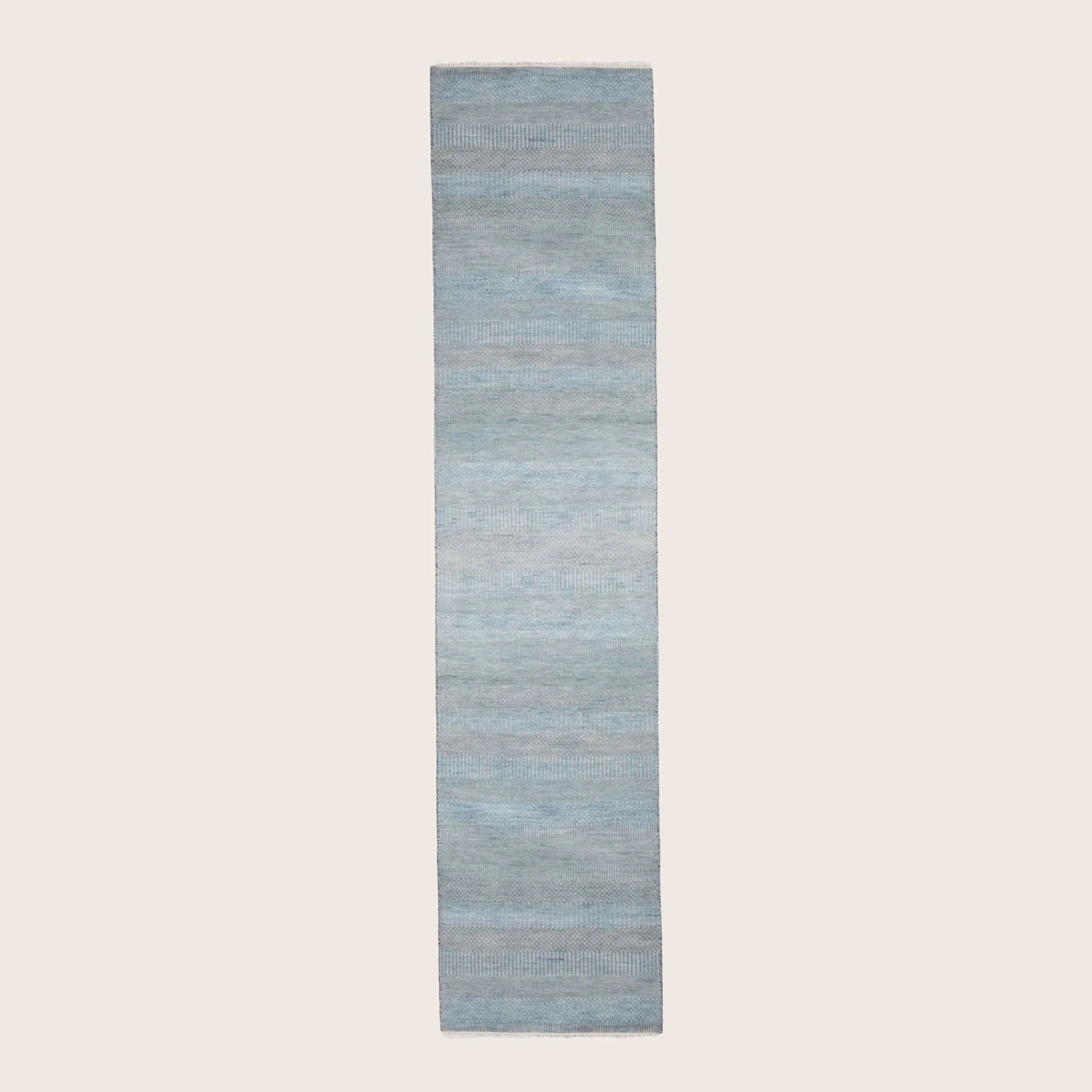 Light Blue Transitional Indo Savannah Wool Art Silk Blend Runner - 2'7" x 12'3"