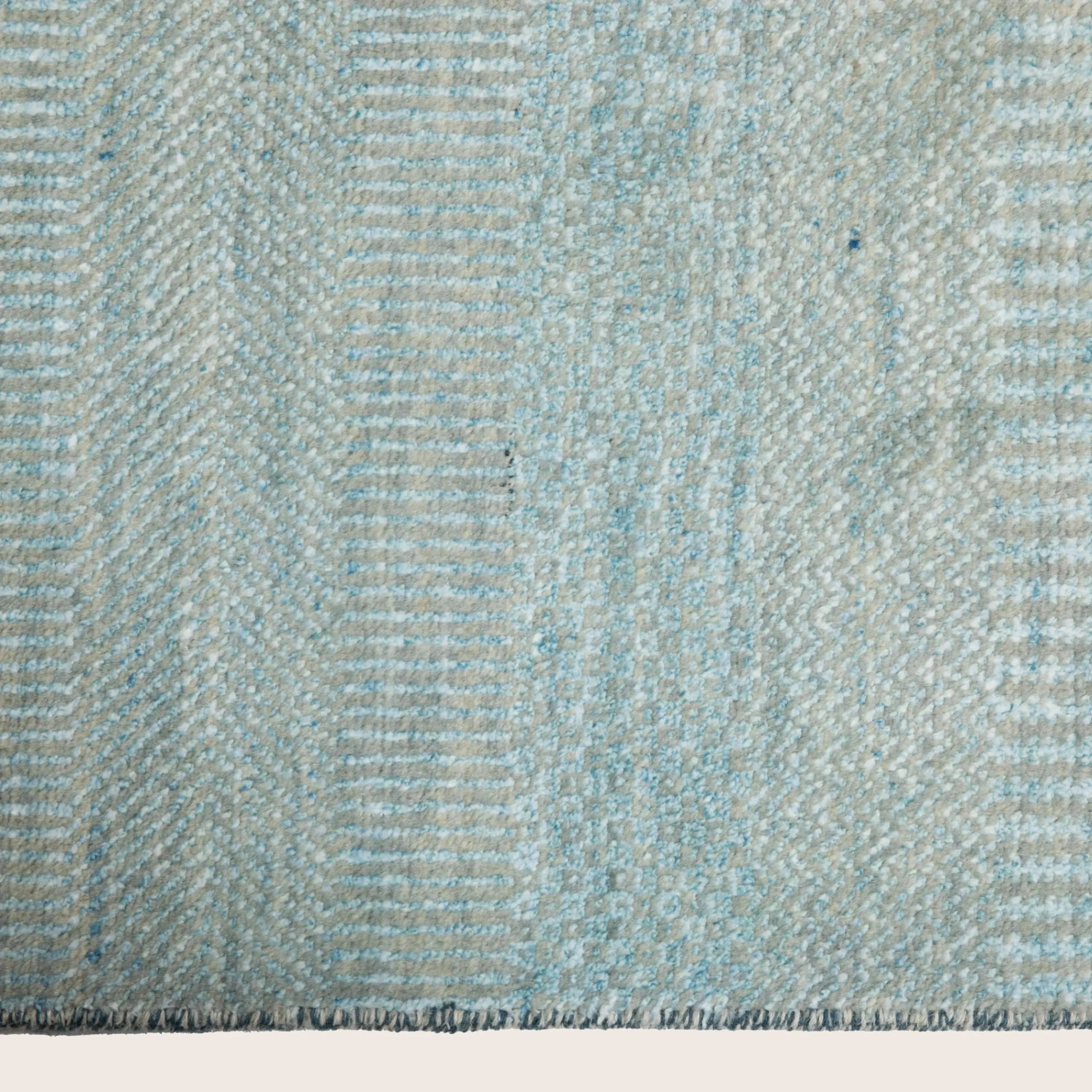 Light Blue Transitional Indo Savannah Wool Art Silk Blend Runner - 2'7" x 12'3" - Image 4