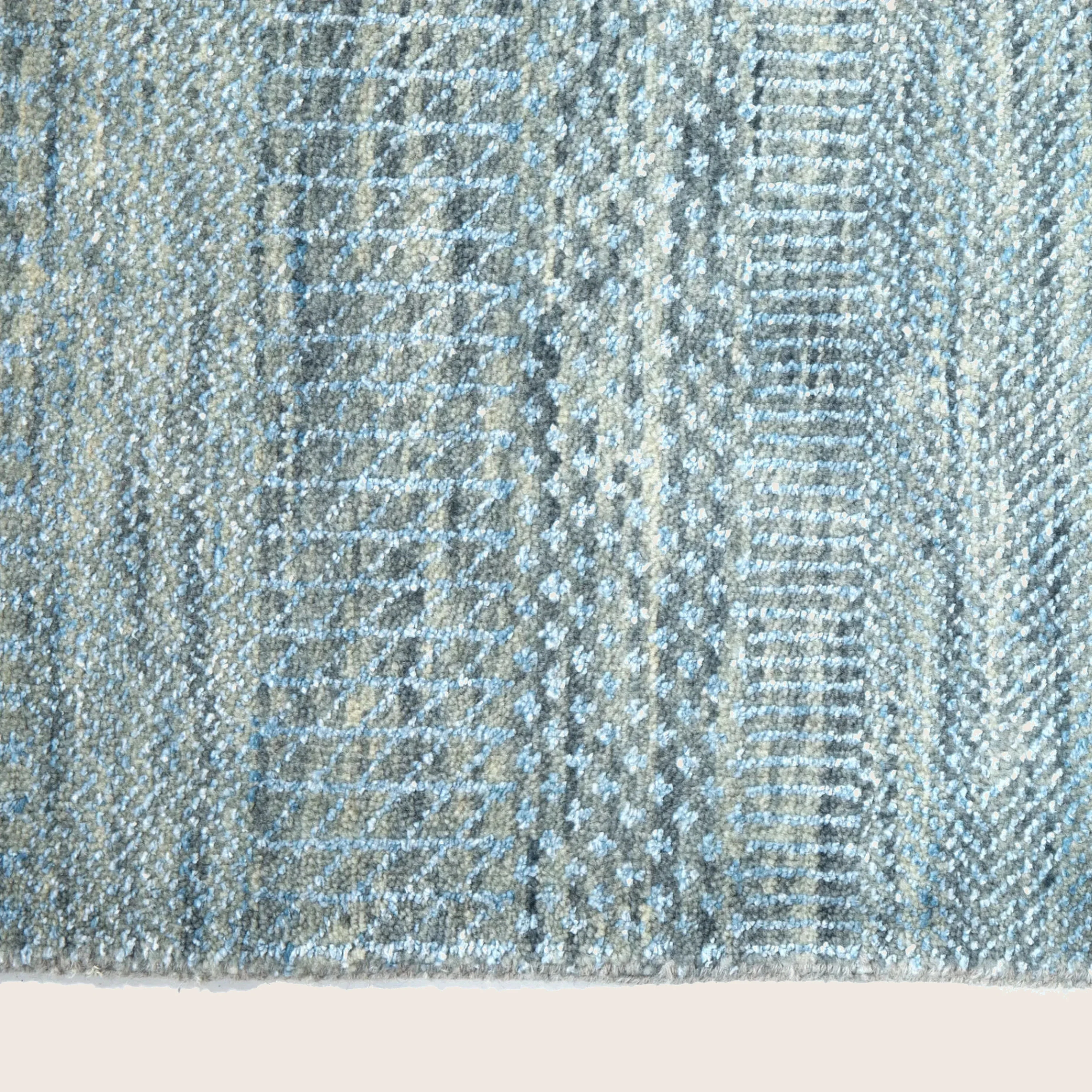Blue Transitional Indo Savannah Wool Art Silk Blend Runner - 2'8" x 13'1 - Image 4