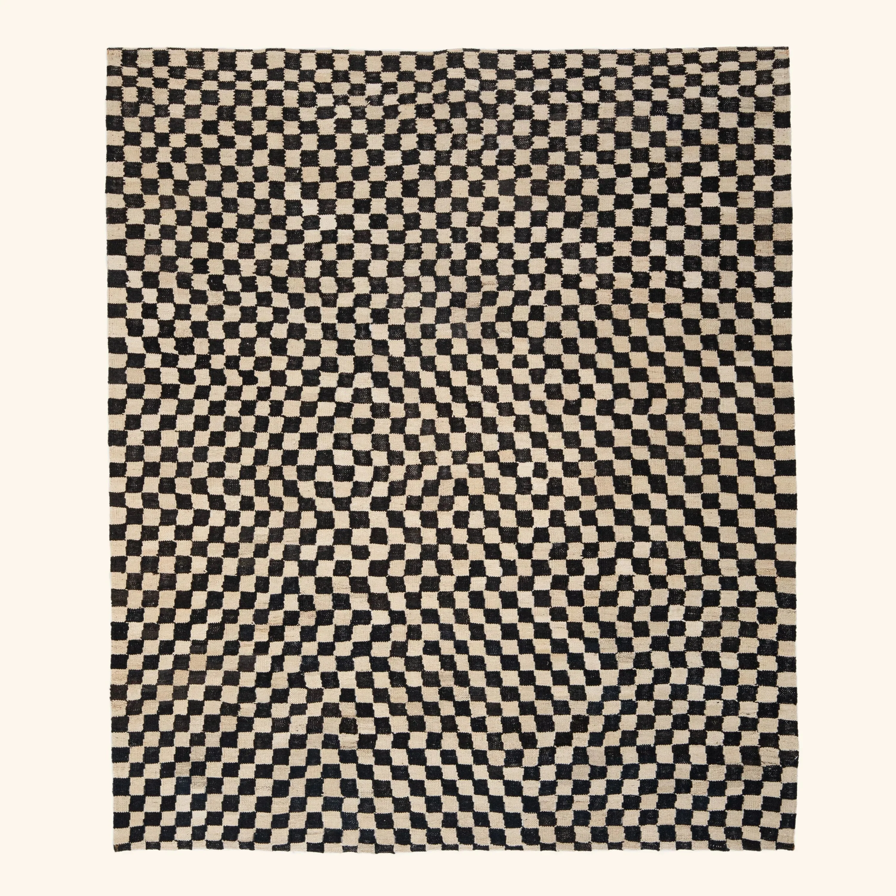 Black & White Transitional Kilim Wool Rug - 6'5" x 5'10"