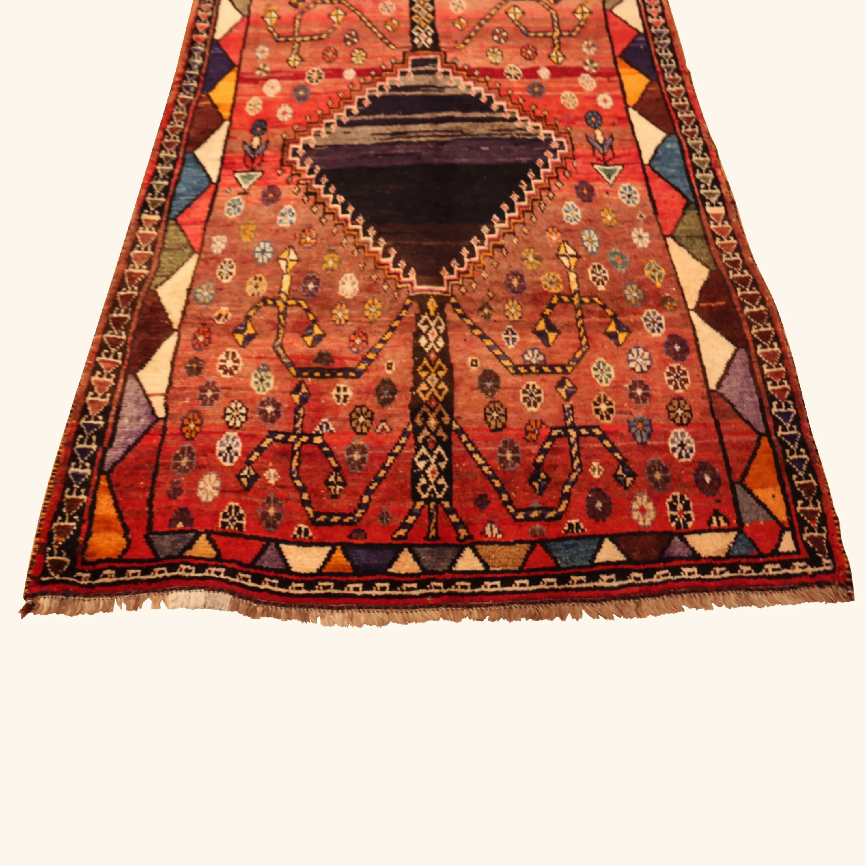 Red Vintage Traditional Persian Gabbeh Wool Rug - 4'4" x 6'10" - Image 5