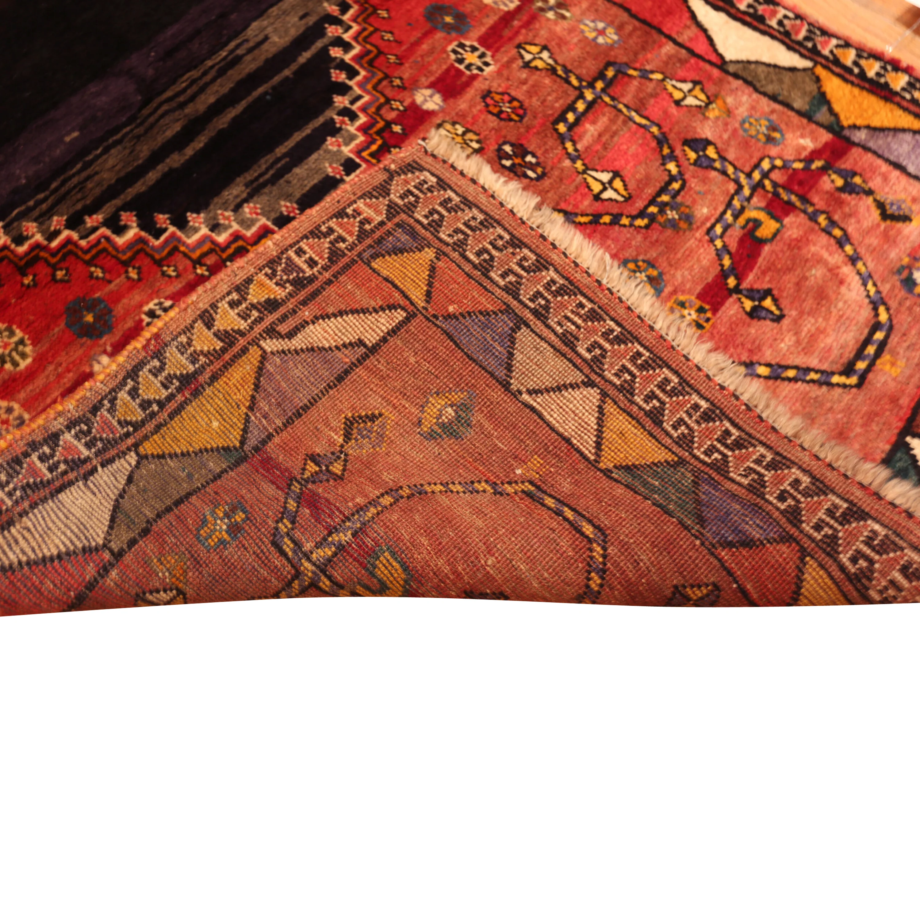 Red Vintage Traditional Persian Gabbeh Wool Rug - 4'4" x 6'10" - Image 7