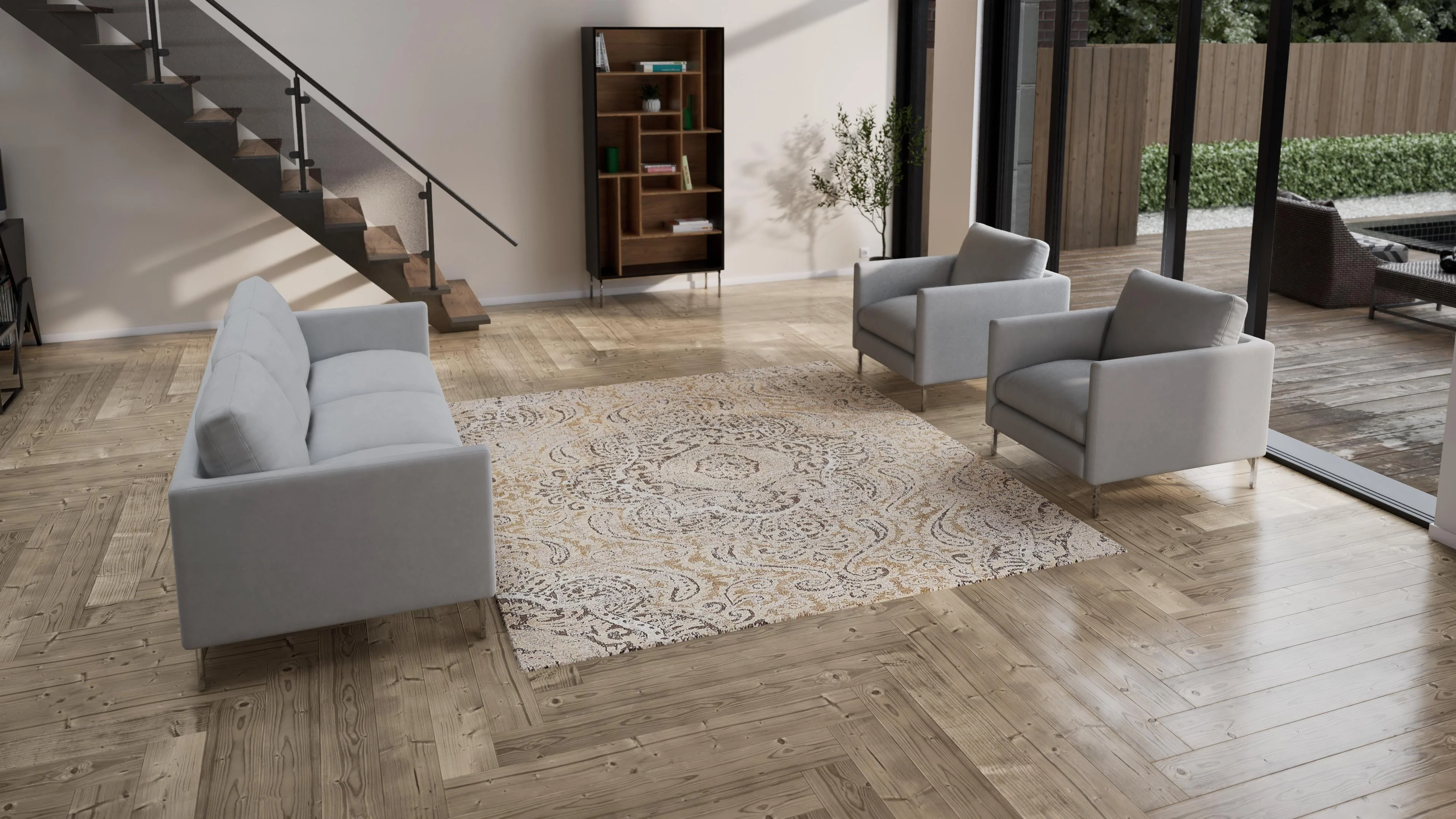 Beige Transitional Wool Rug - 8' x 9'11" - Image 3