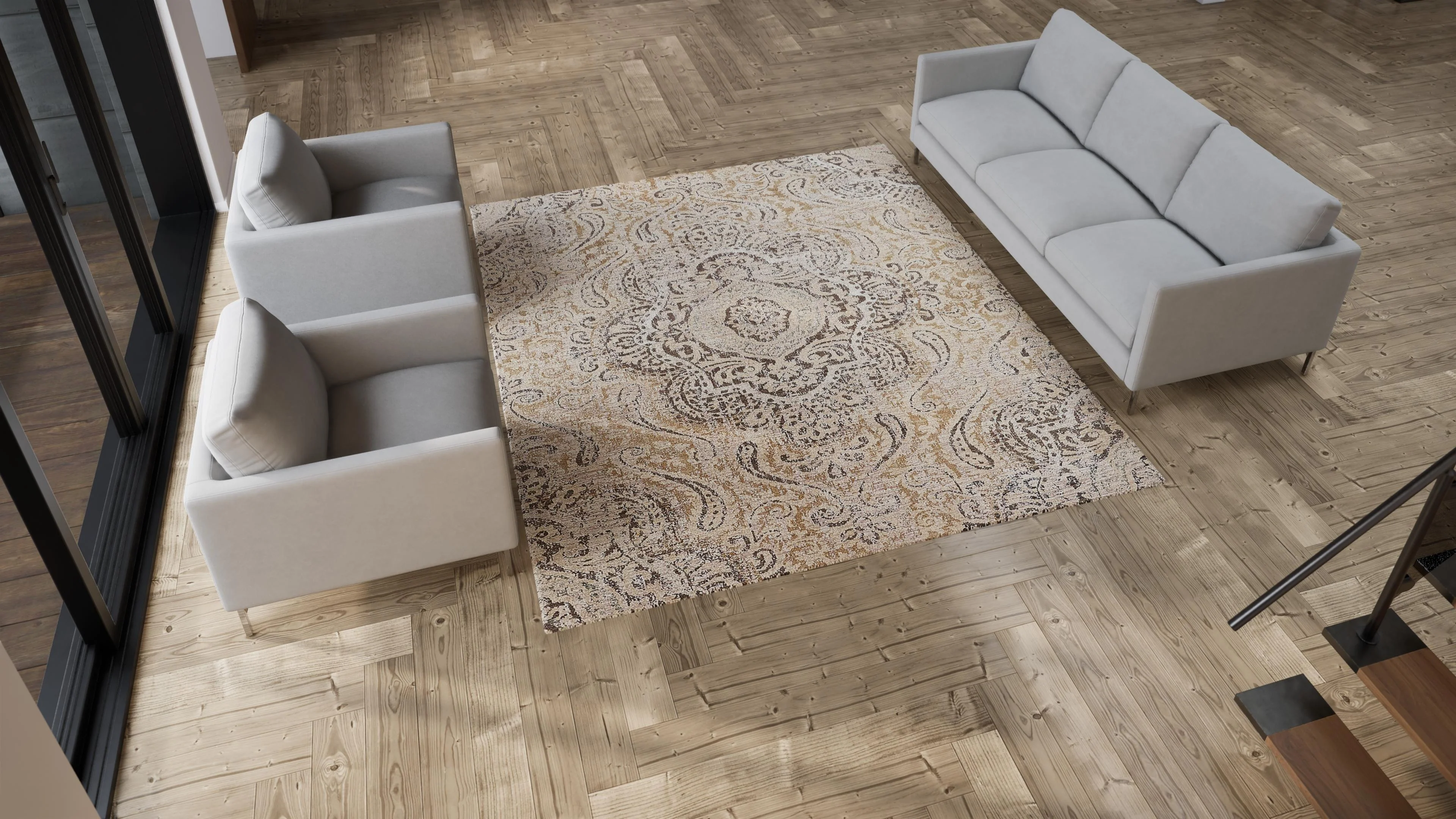 Beige Transitional Wool Rug - 8' x 9'11" - Image 5