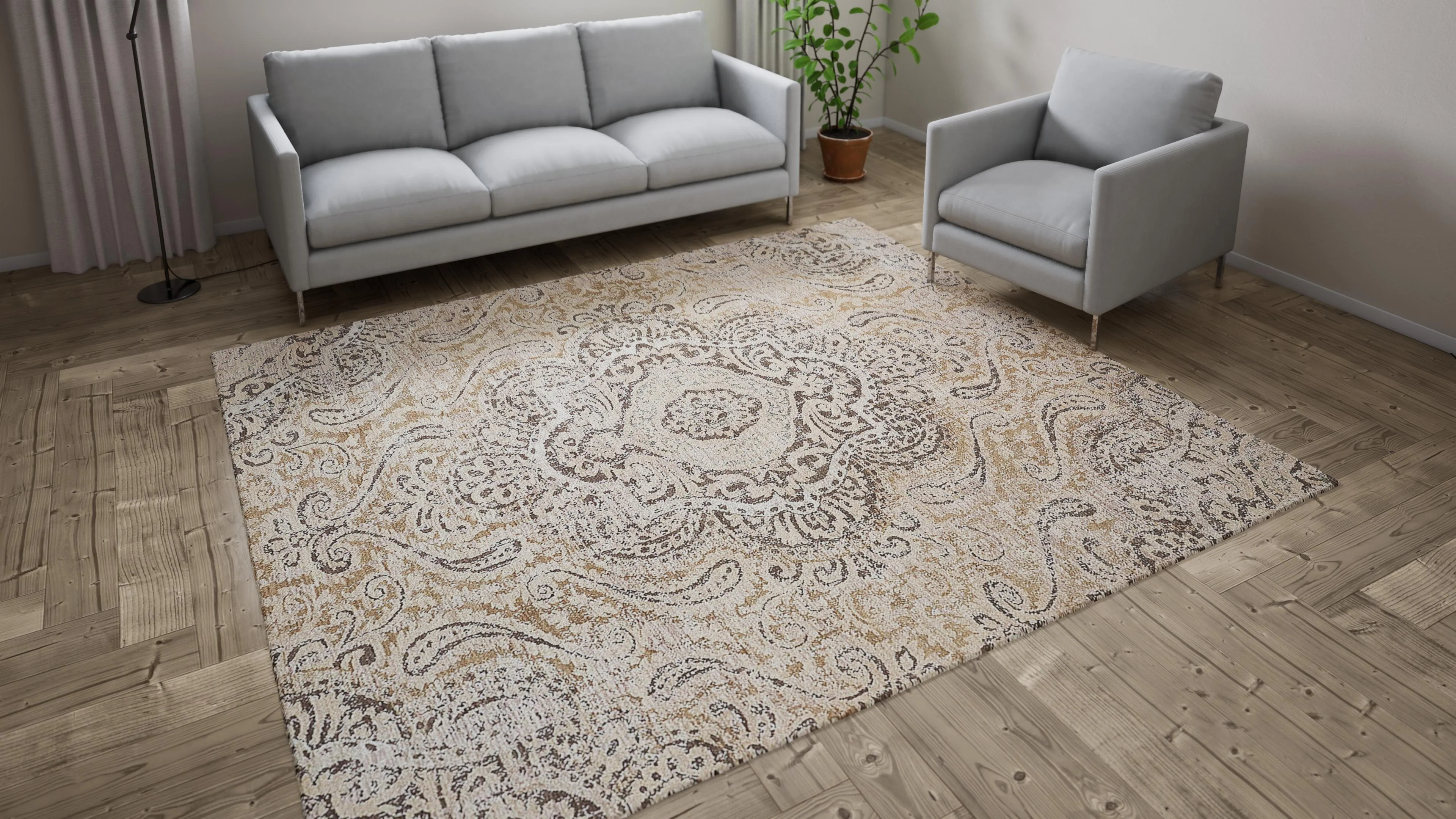 Beige Transitional Wool Rug - 8' x 9'11" - Image 6