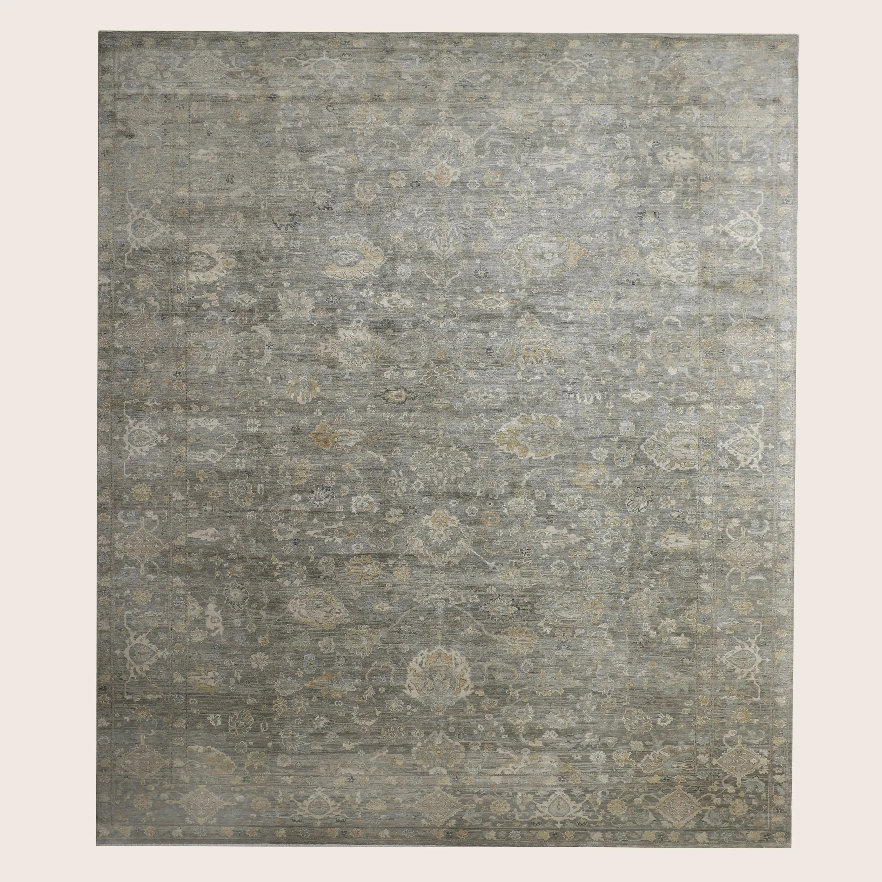 Grey Transitional Silk Rug - 10' x 14'