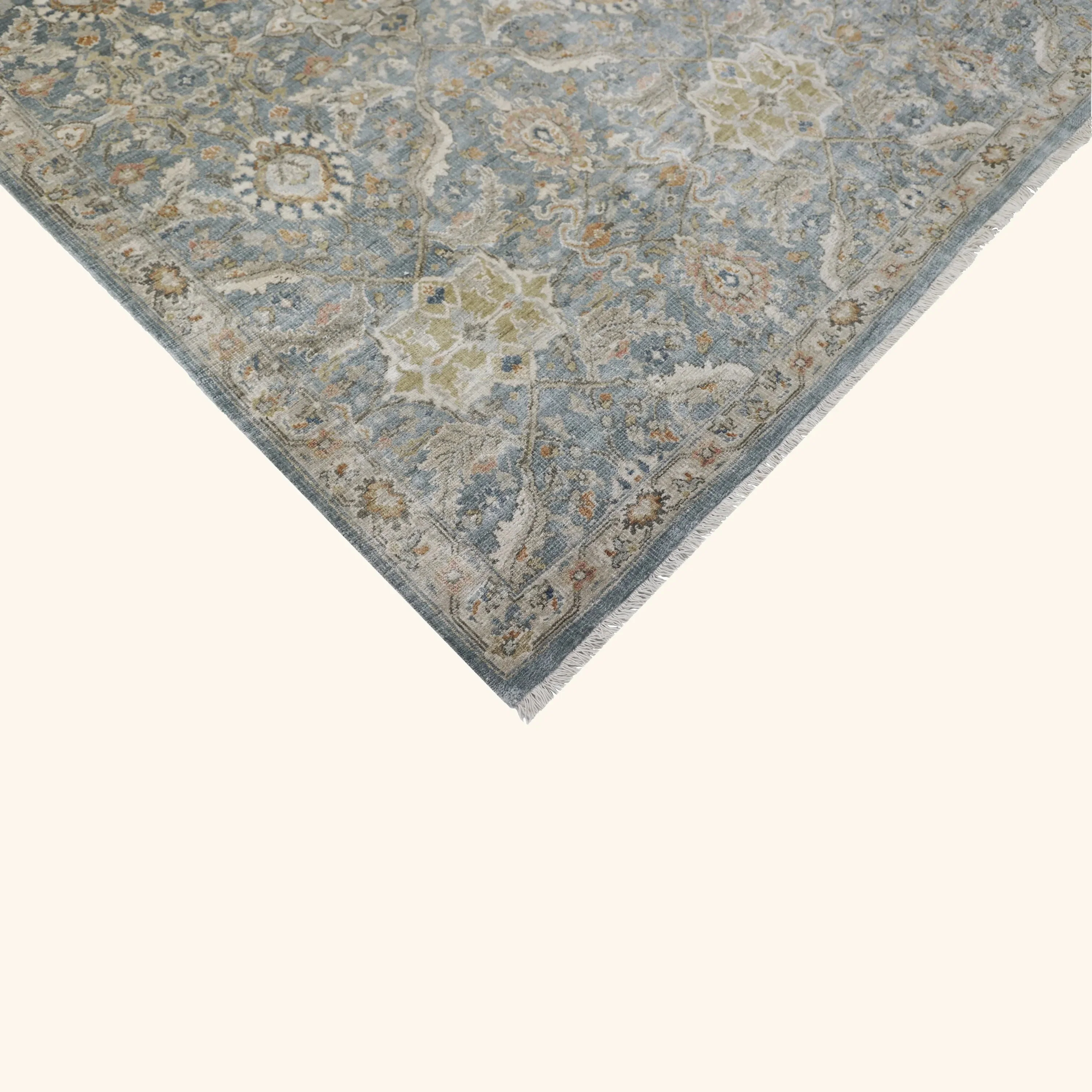 Light Blue Transitional Silk Rug - Image 3