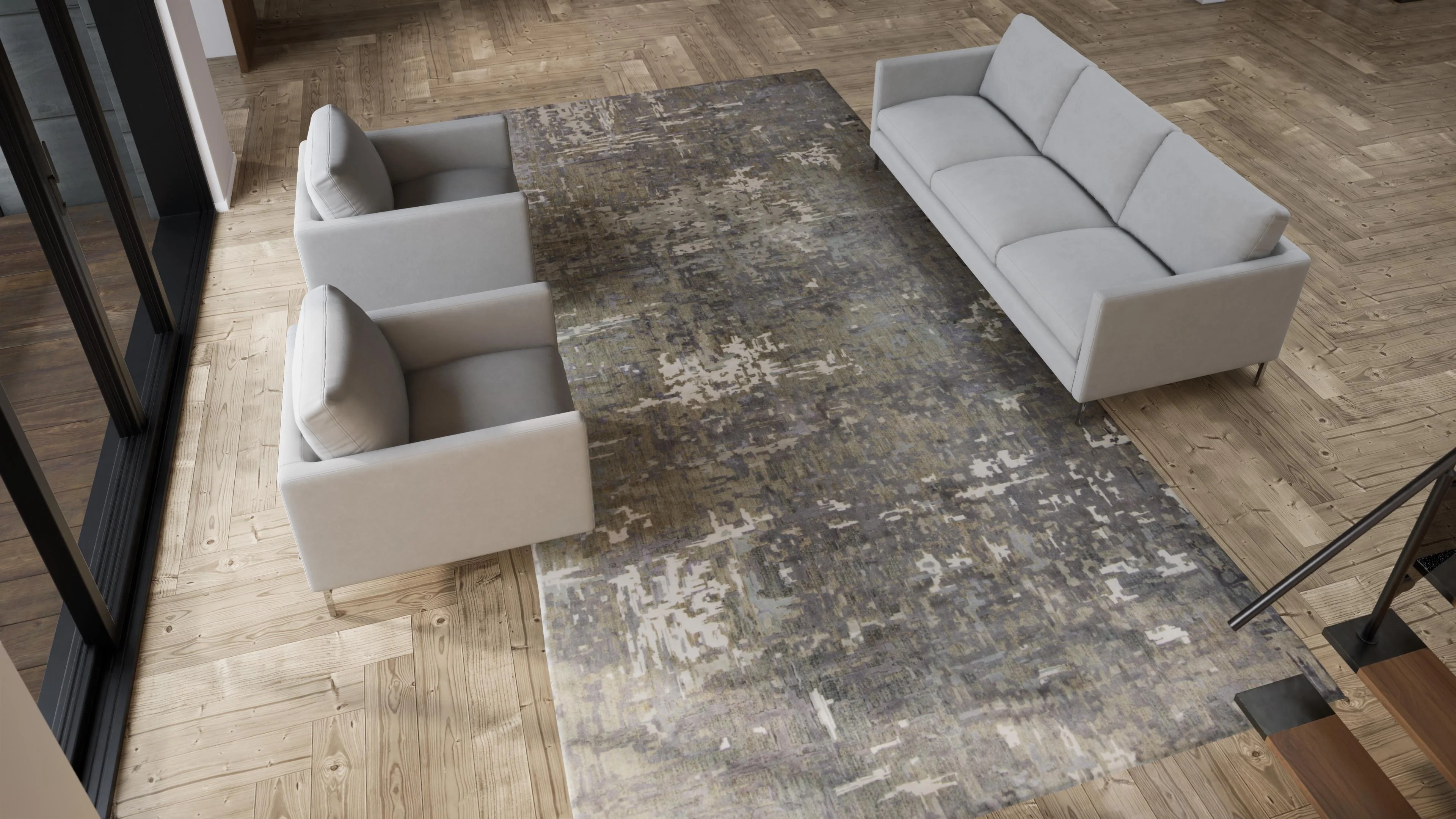 Grey Transitional Silk Rug - 8' x 15'8" - Image 7