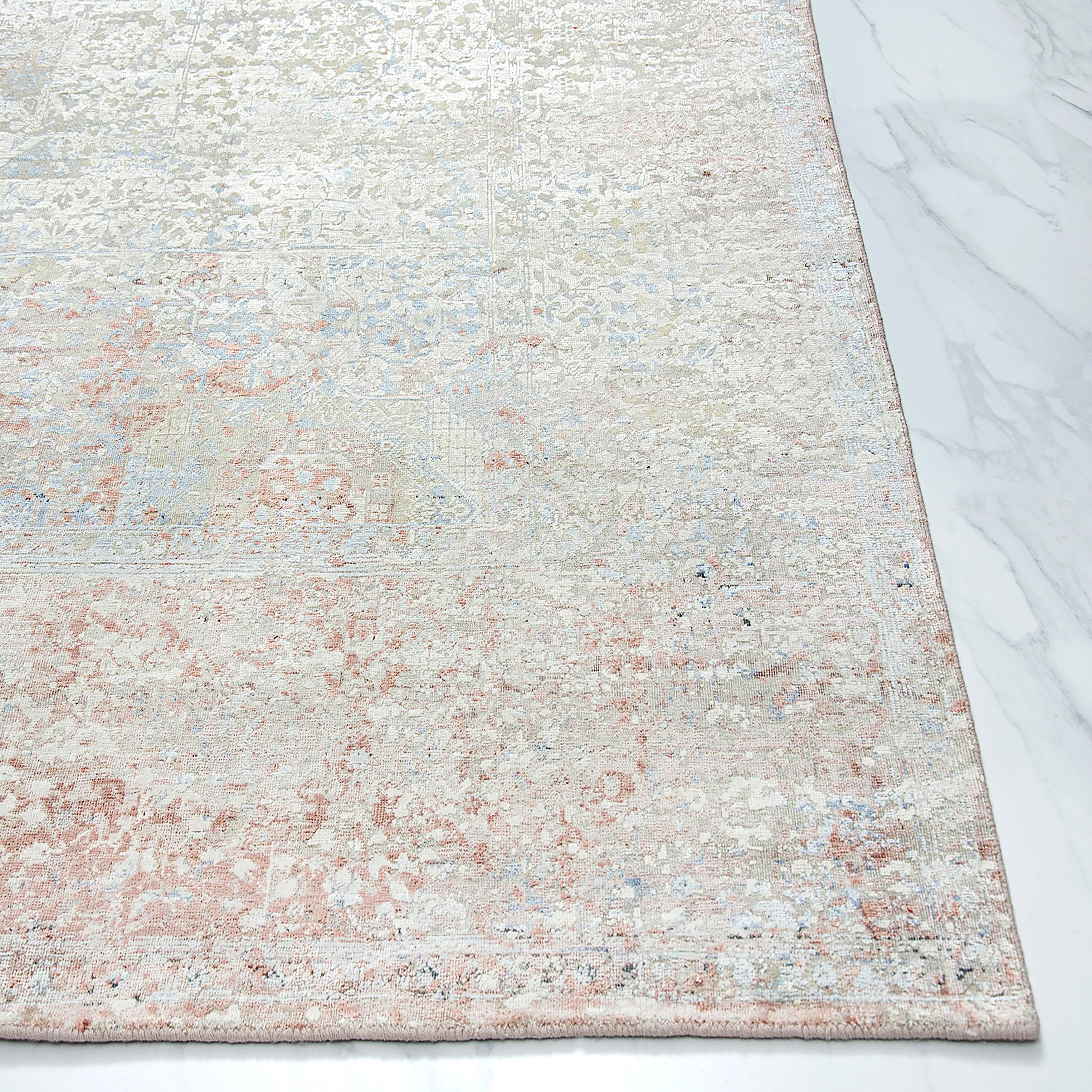 Beige Samoke Transitional Silk Cotton Blend Rug - 8'11" x 12'3" - Image 4