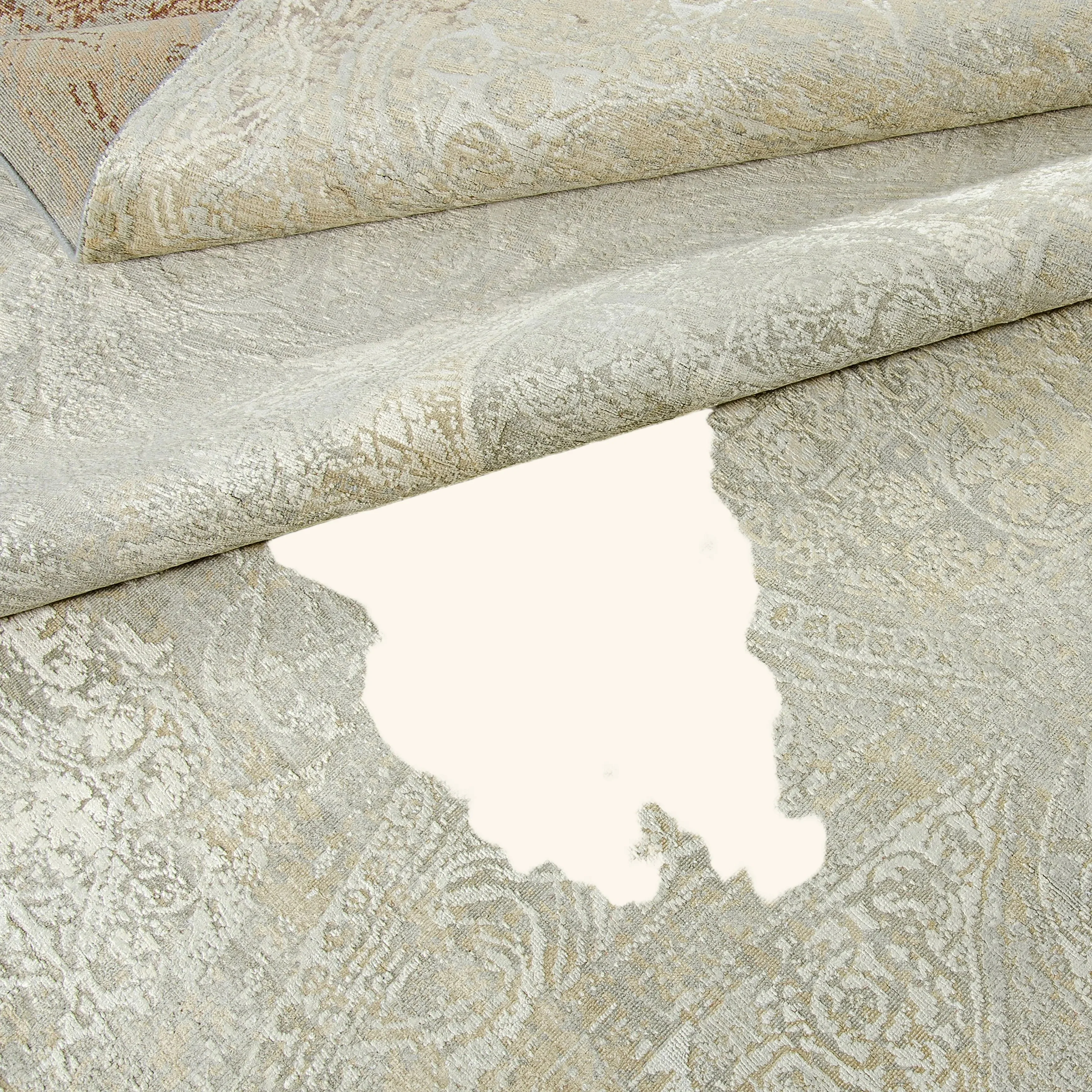 Grey Transitional Silk Cotton Blend Rug - 9'2" x 12' - Image 6
