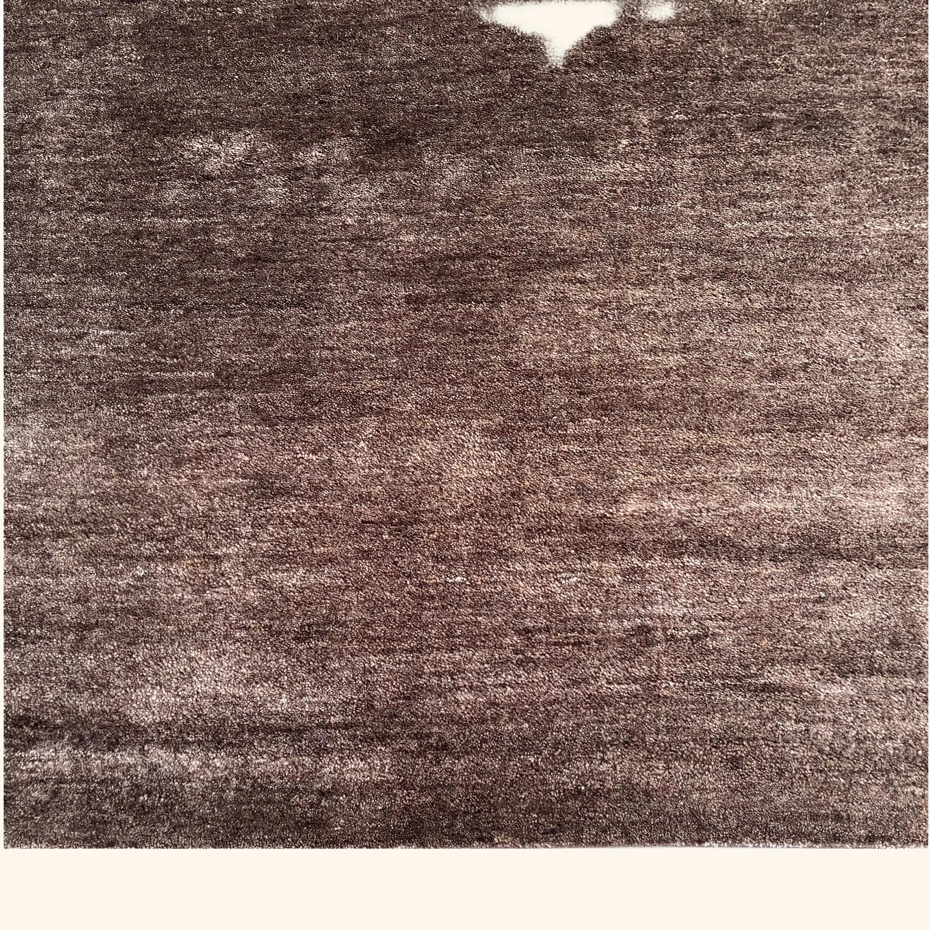 Brown Transitional Solid Silk Wool Blend Rug - 8' x 10' - Image 3