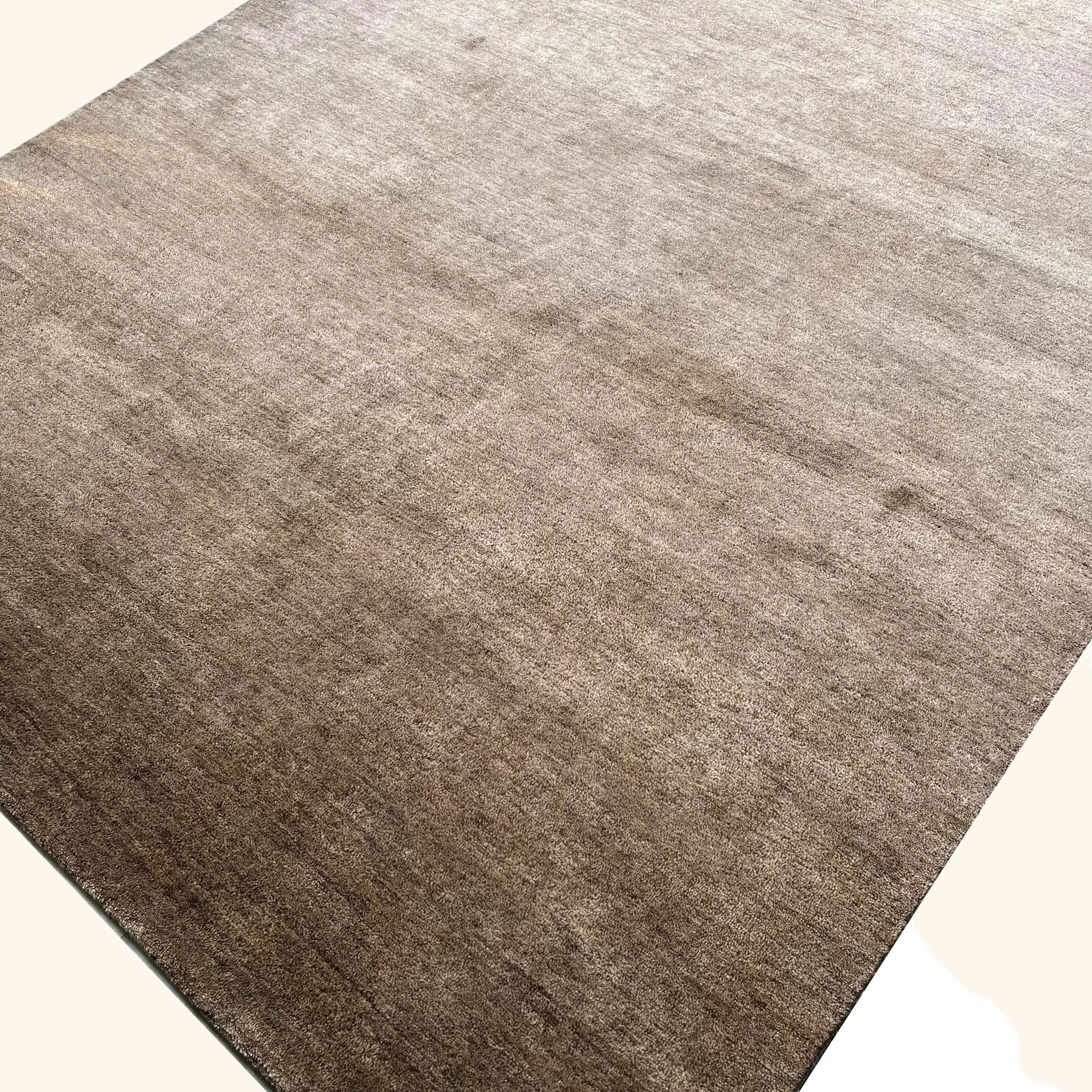 Taupe Transitional Solid Mohair Wool Blend Rug - 8' x 10' - Image 5