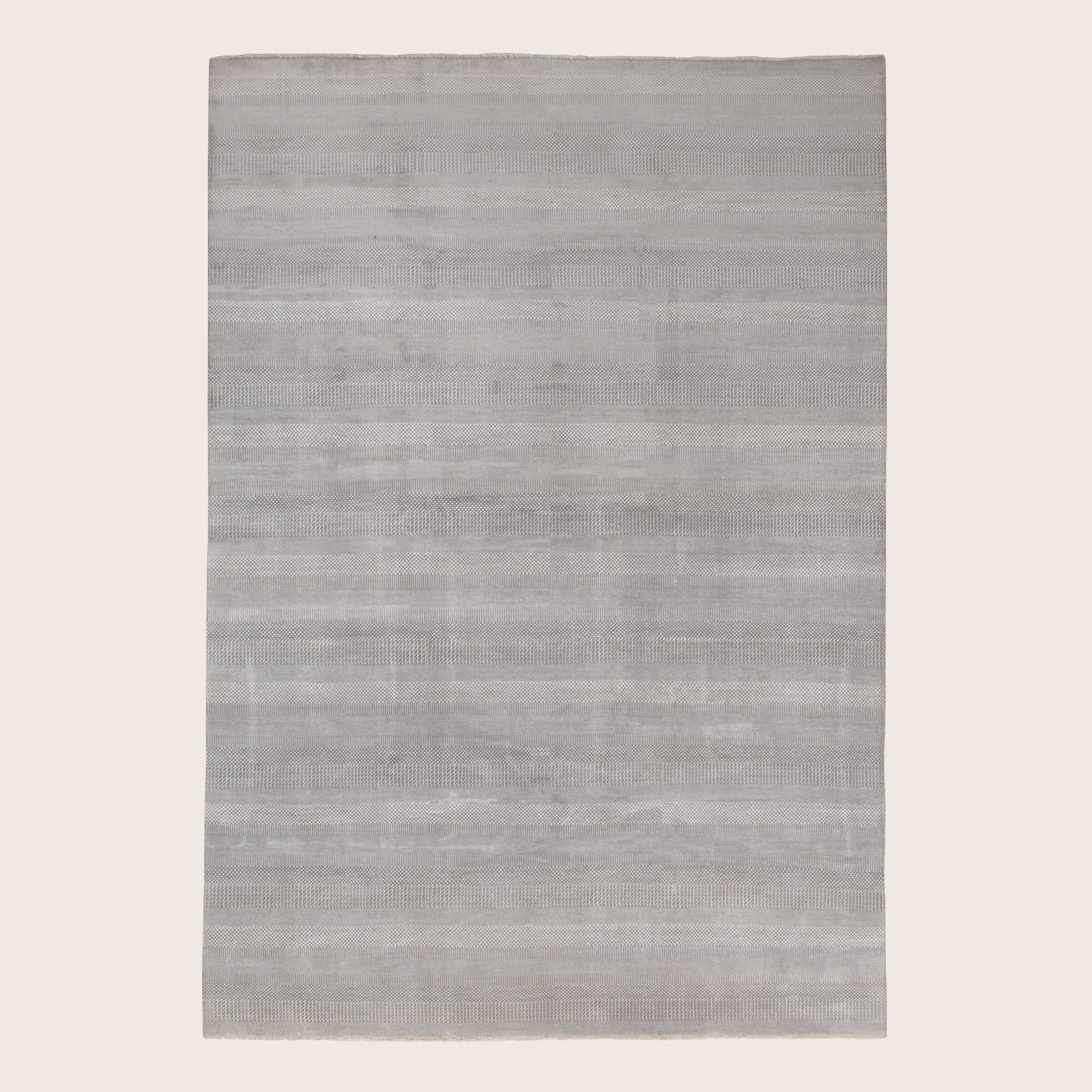 Grey Textured Wool Art Silk Blend Rug - 10' x 14'