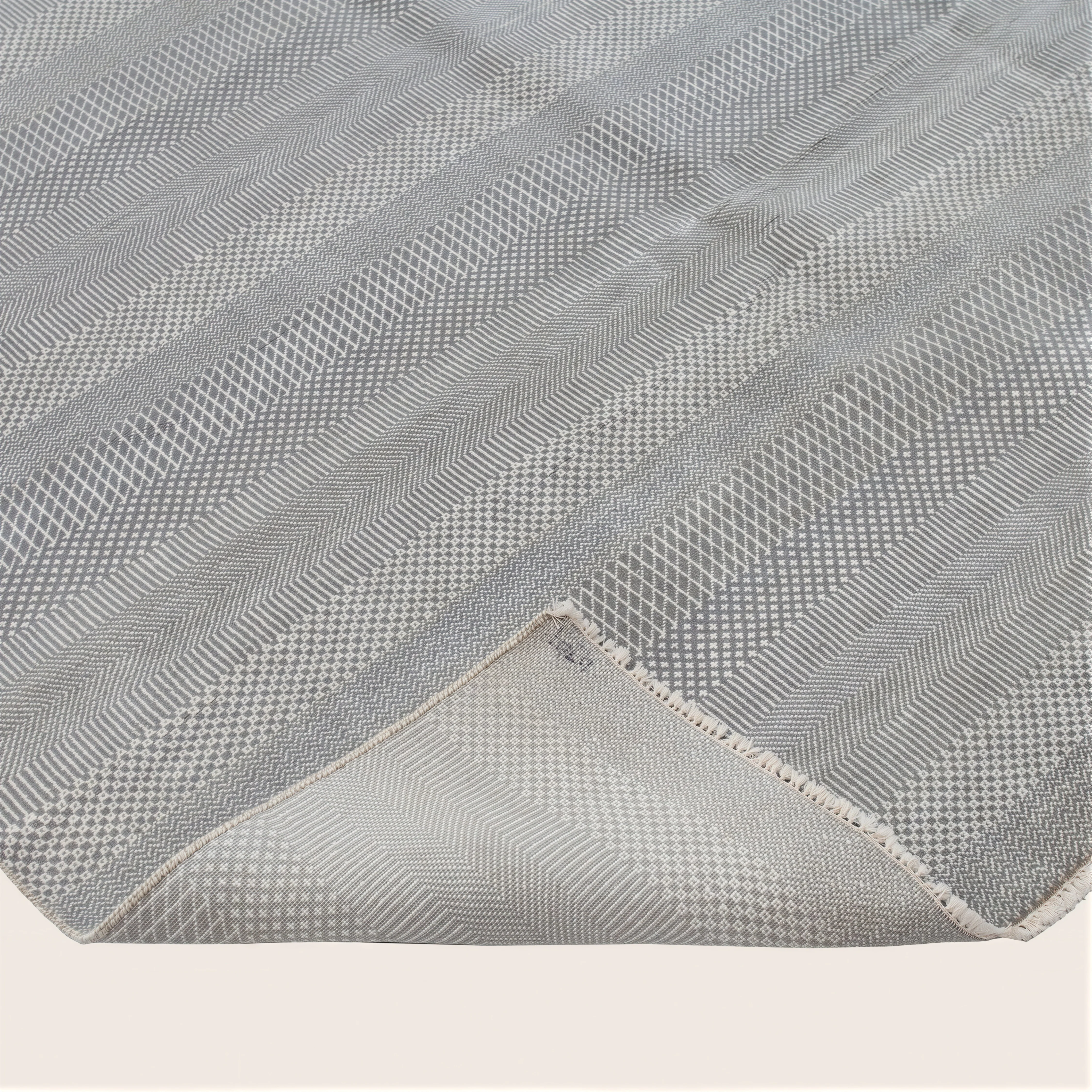 Grey Textured Wool Art Silk Blend Rug - 10' x 14' - Image 4