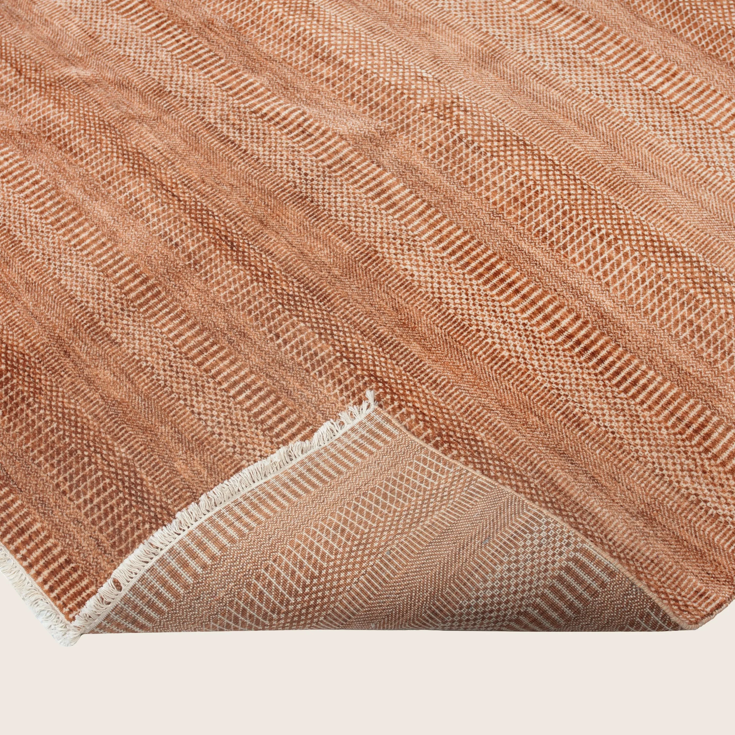 Rust Textured Wool Art Silk Blend Rug - 10' x 14'4" - Image 4