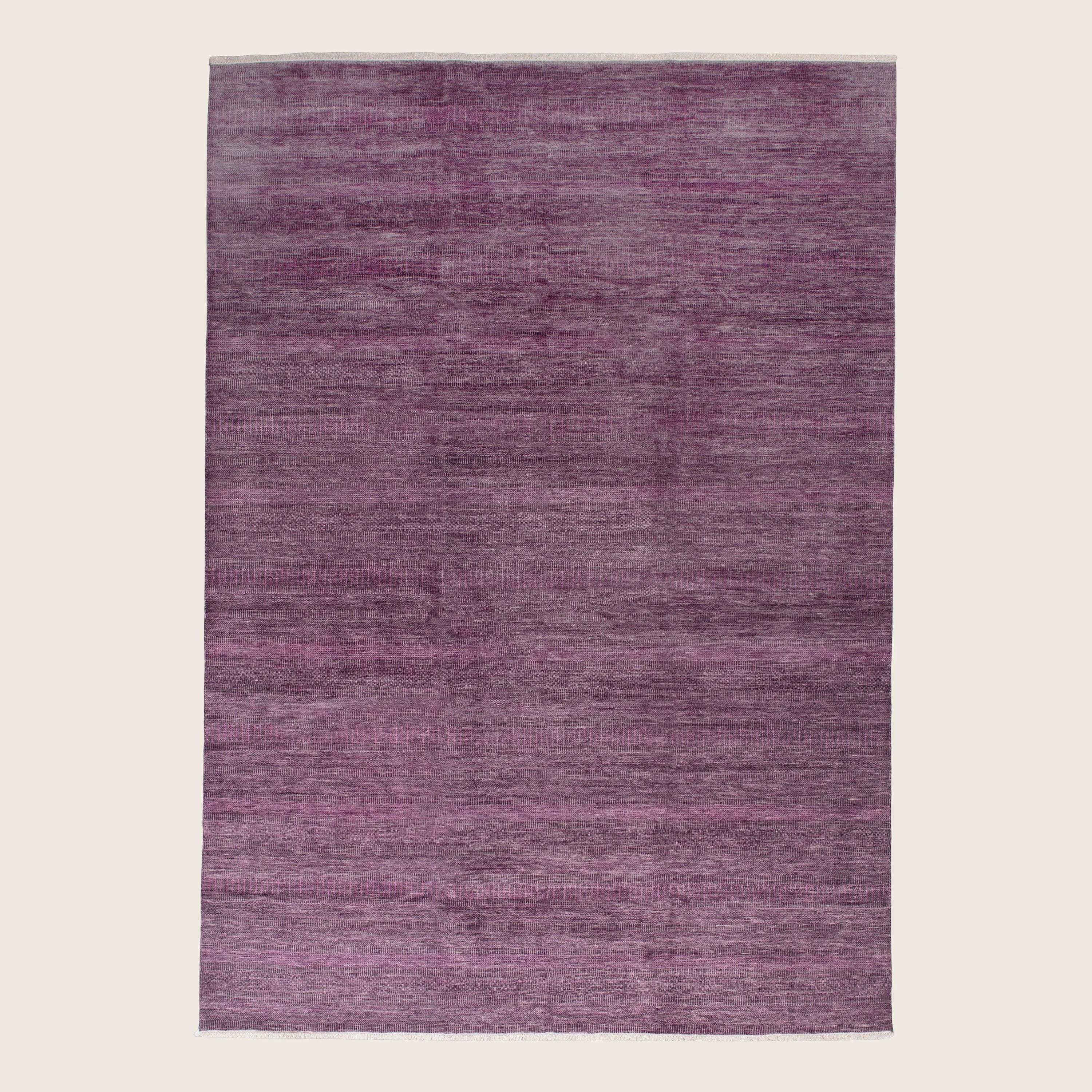 Purple Textured Wool Art Silk Blend Rug - 10'2" x 14'4"