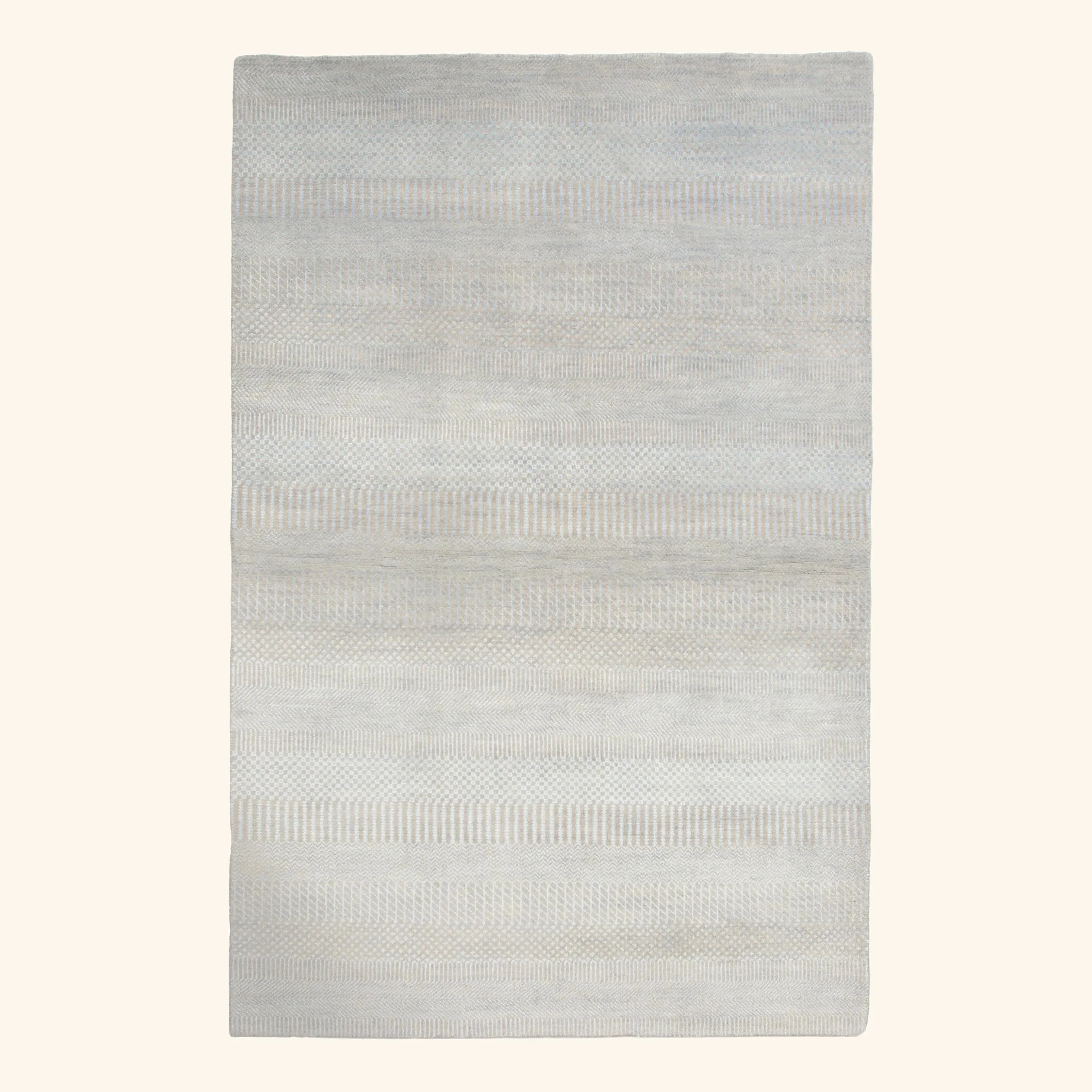 Grey Transitional Wool Art Silk Blend Rug - 4' x 6'1"