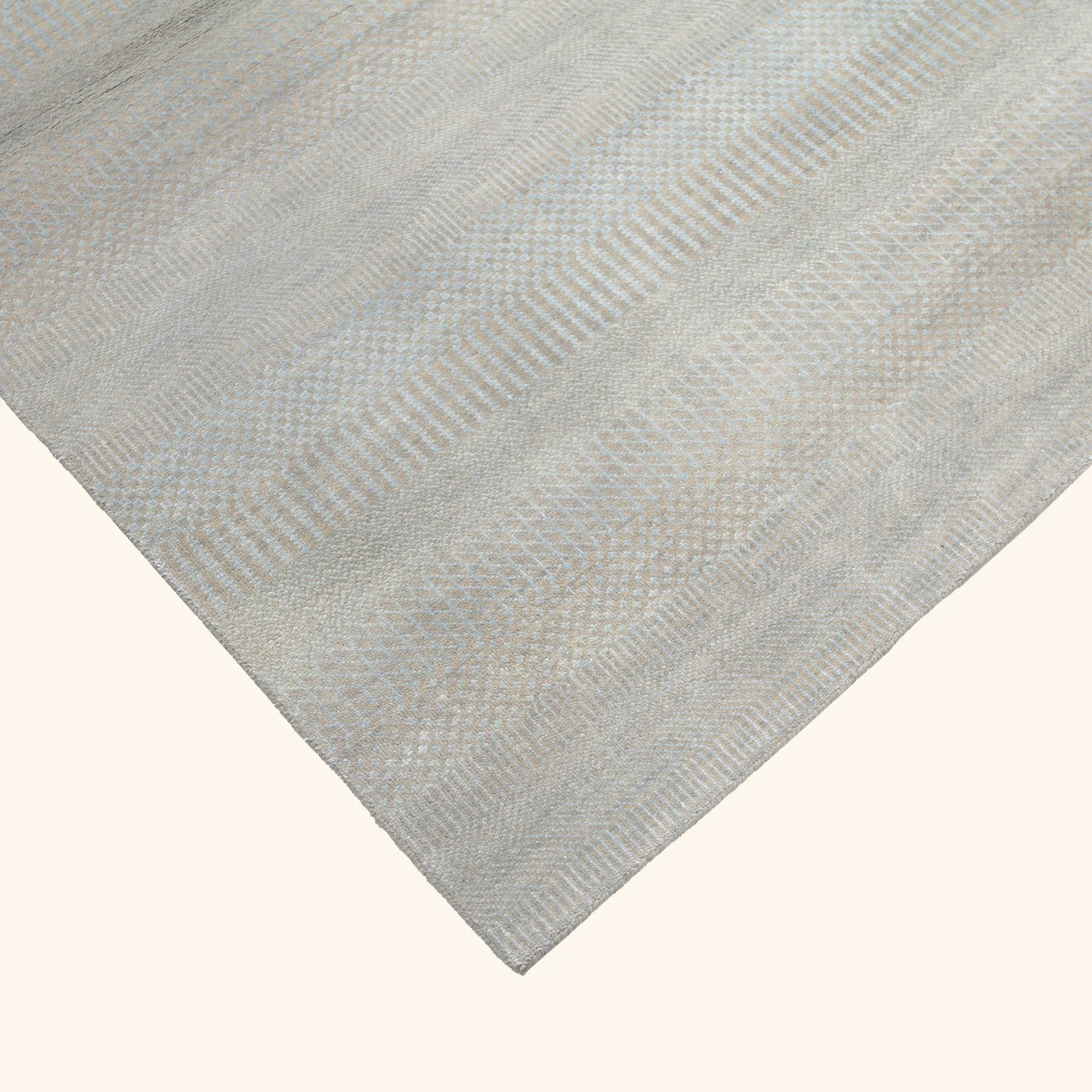 Grey Transitional Wool Art Silk Blend Rug - 4' x 6'1" - Image 3